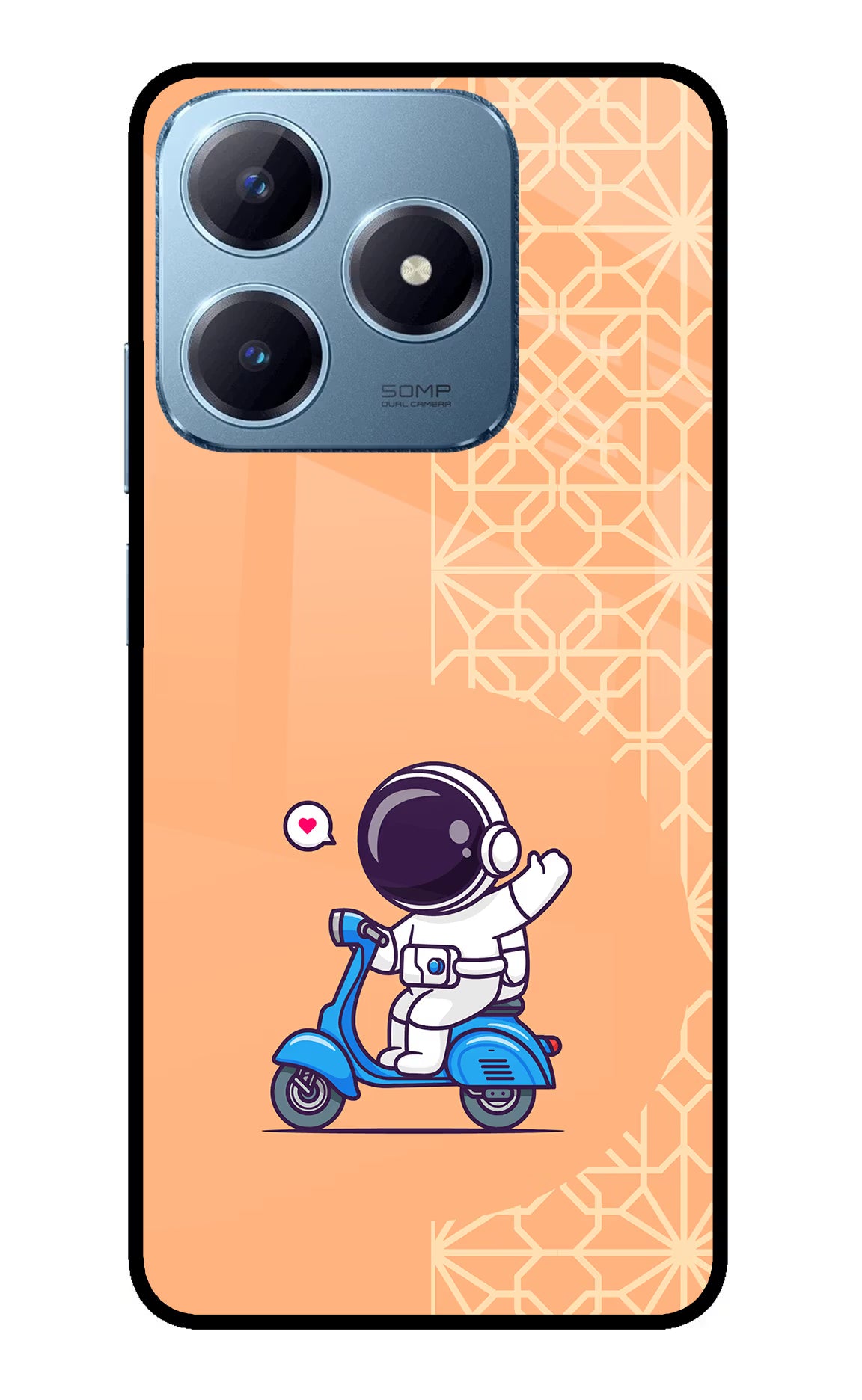Cute Astronaut Riding Realme Narzo N63 Glass Case - Cute Astronaut Riding Realme Narzo N63 Glass Case Cute Astronaut Riding Realme Narzo N63 Glass Case
