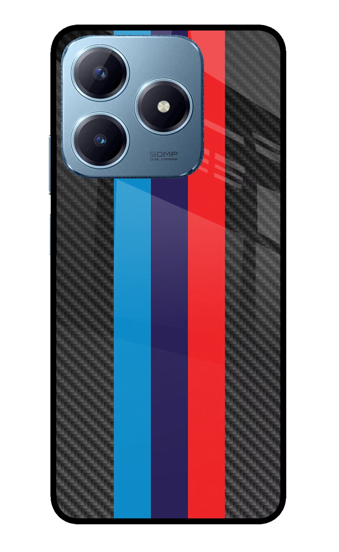 BMW Stripes Pattern Realme Narzo N63 Glass Case - BMW Stripes Pattern Realme Narzo N63 Glass Case BMW Stripes Pattern Realme Narzo N63 Glass Case