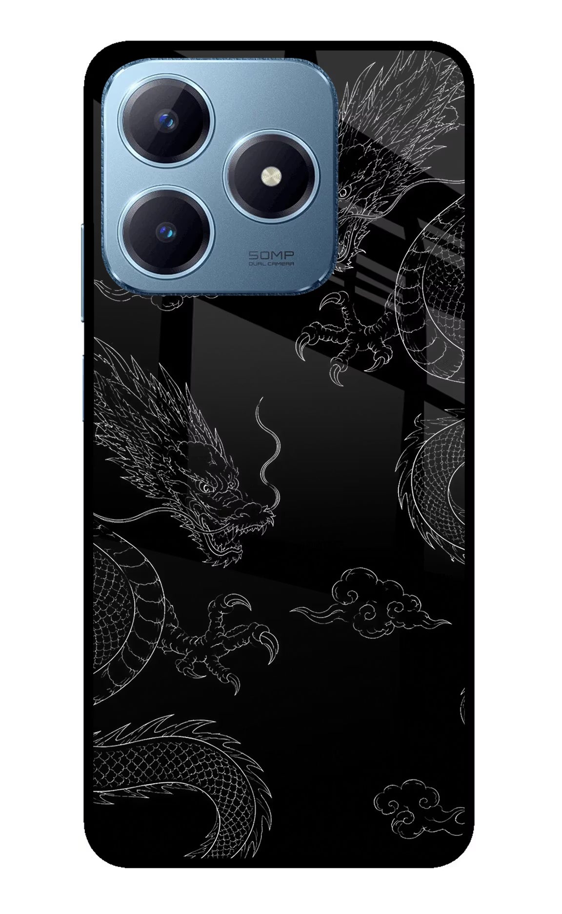 Twin Dragons Realme Narzo N63 Glass Case - Twin Dragons Realme Narzo N63 Glass Case Twin Dragons Realme Narzo N63 Glass Case