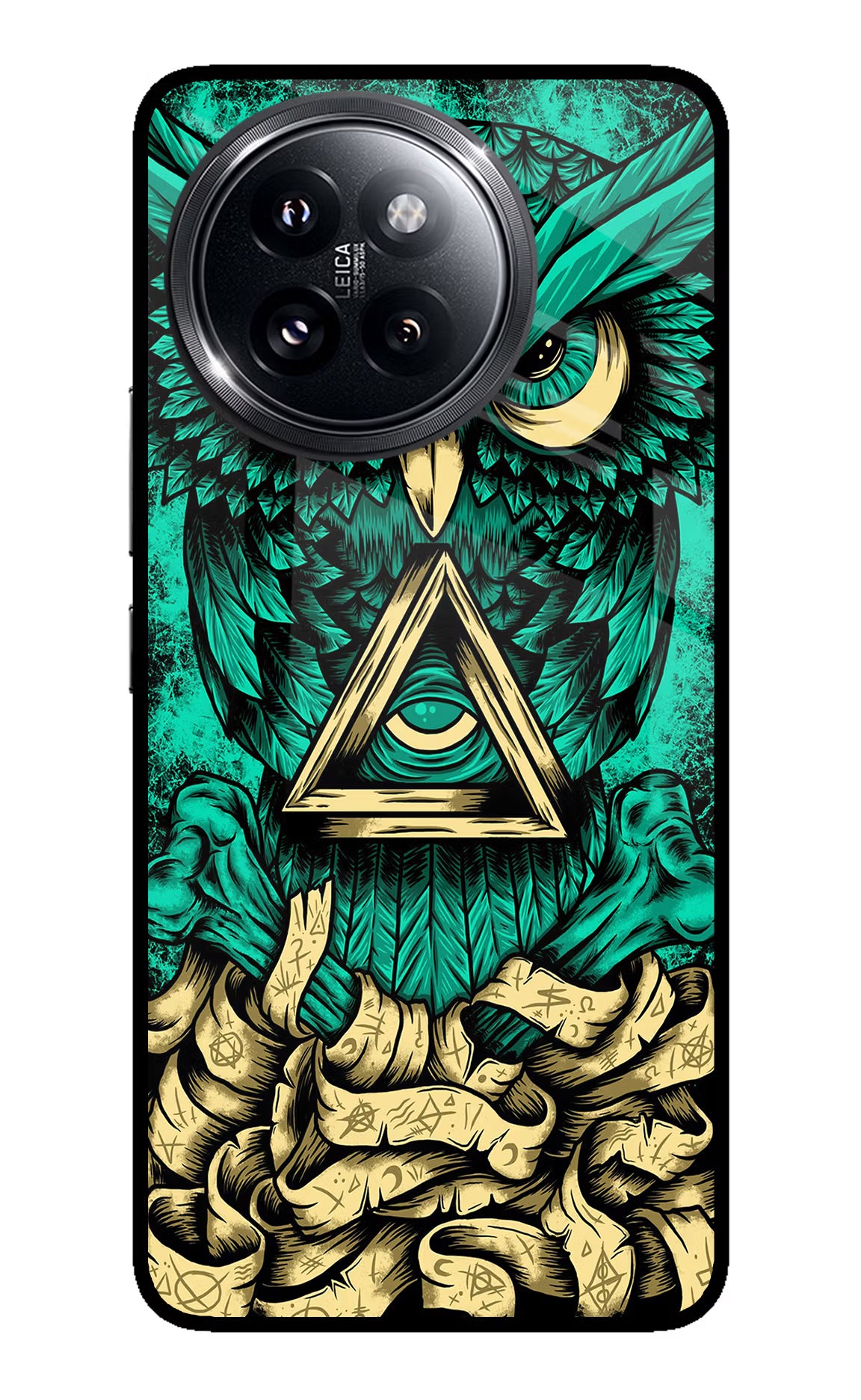 Green Owl Xiaomi 14 Civi Glass Case - Green Owl Xiaomi 14 Civi Glass Case Green Owl Xiaomi 14 Civi Glass Case