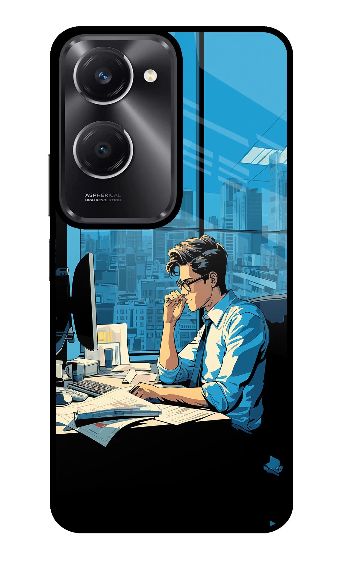 Focused Hustler (AI Generated) Vivo T3 Lite 5G Glass Case - Focused Hustler (AI Generated) Vivo T3 Lite 5G Glass Case Focused Hustler (AI Generated) Vivo T3 Lite 5G Glass Case