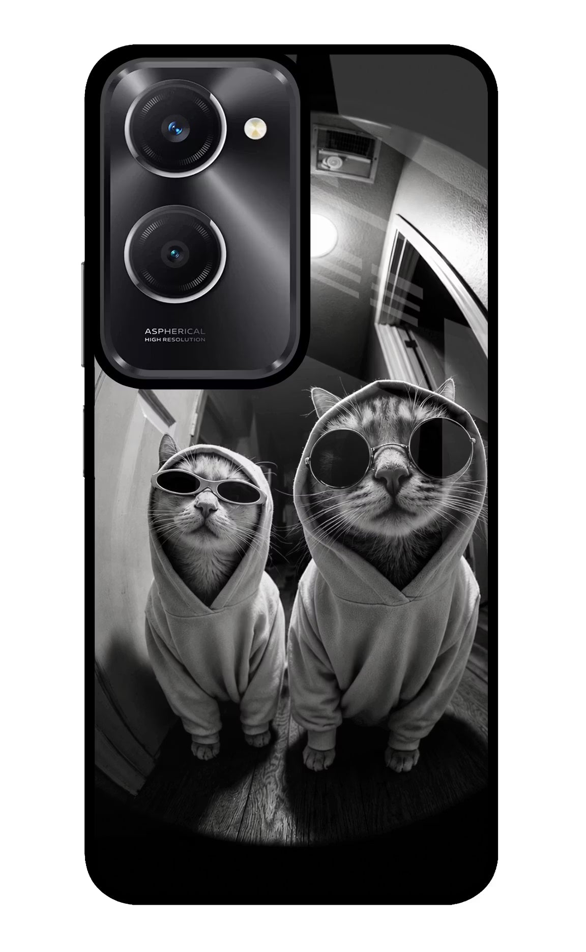 Hood Cats Vivo T3 Lite 5G Glass Case - Hood Cats Vivo T3 Lite 5G Glass Case Hood Cats Vivo T3 Lite 5G Glass Case