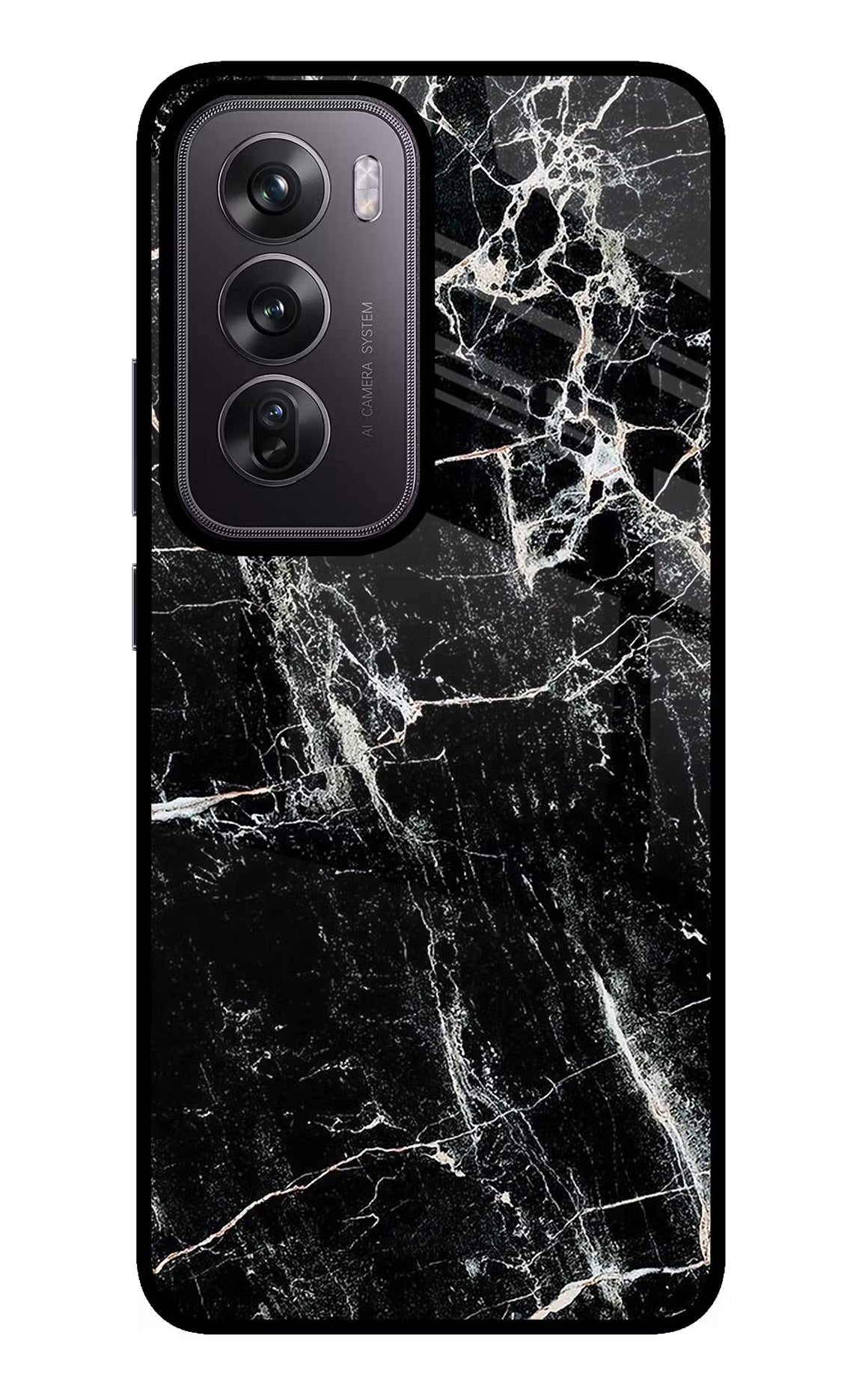 Black Marble Texture Oppo Reno12 Pro 5G Glass Case - Black Marble Texture Oppo Reno12 Pro 5G Glass Case Black Marble Texture Oppo Reno12 Pro 5G Glass Case