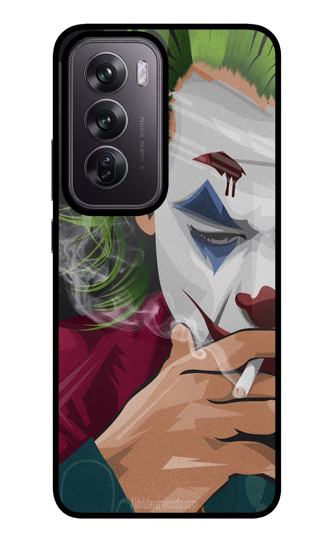 Joker Smoking Oppo Reno12 Pro 5G Glass Case - Joker Smoking Oppo Reno12 Pro 5G Glass Case Joker Smoking Oppo Reno12 Pro 5G Glass Case