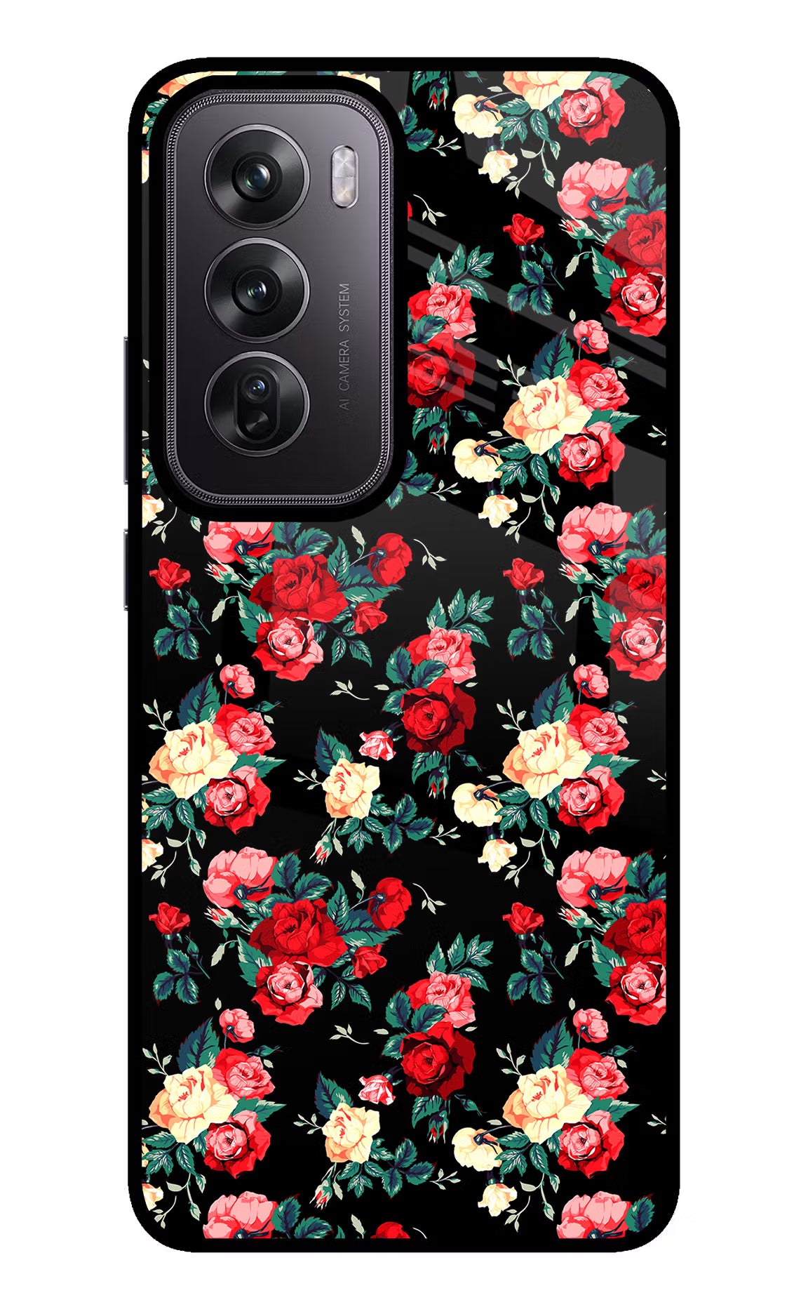 Rose Pattern Oppo Reno12 Pro 5G Glass Case - Rose Pattern Oppo Reno12 Pro 5G Glass Case Rose Pattern Oppo Reno12 Pro 5G Glass Case