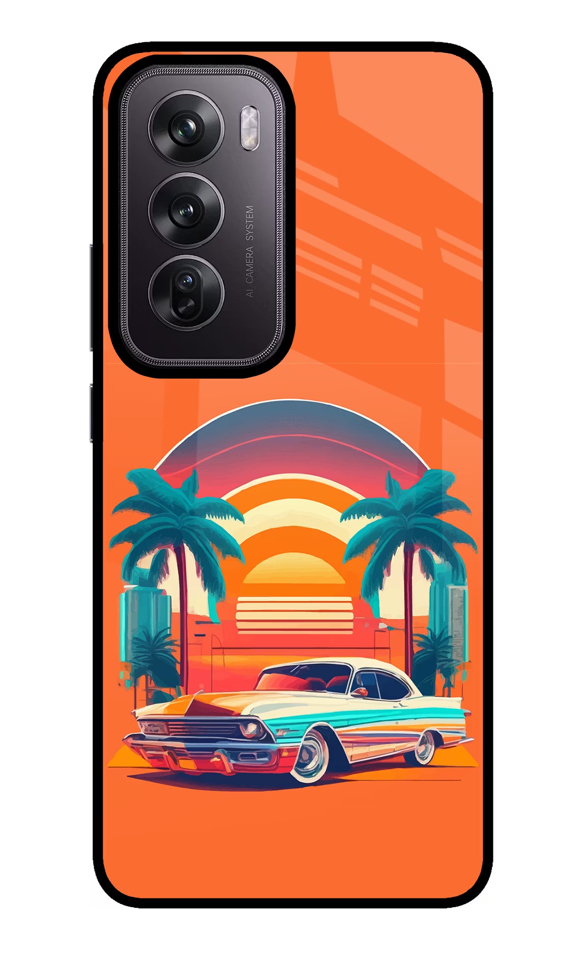 Palm Drive 80s Oppo Reno12 Pro 5G Glass Case - Palm Drive 80s Oppo Reno12 Pro 5G Glass Case Palm Drive 80s Oppo Reno12 Pro 5G Glass Case