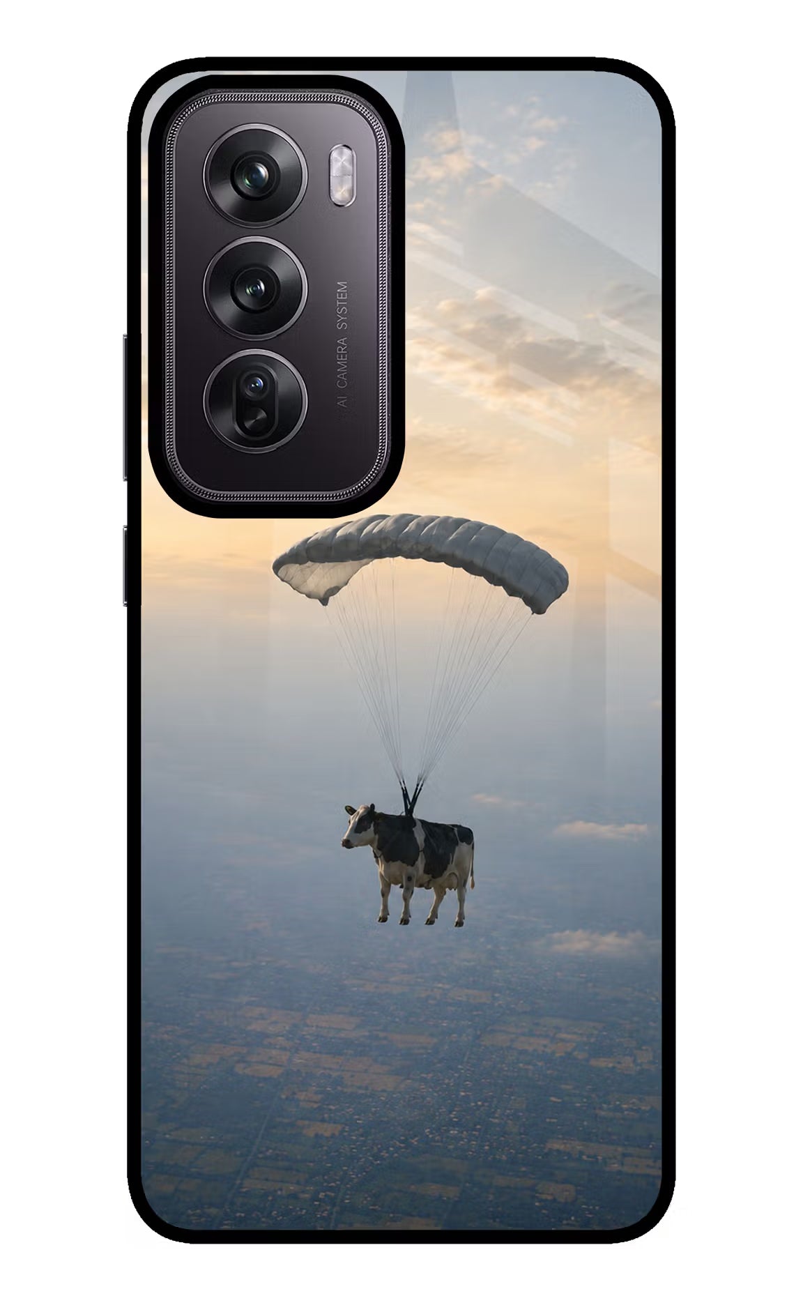 Skydiving Cow Oppo Reno12 Pro 5G Glass Case - Skydiving Cow Oppo Reno12 Pro 5G Glass Case Skydiving Cow Oppo Reno12 Pro 5G Glass Case