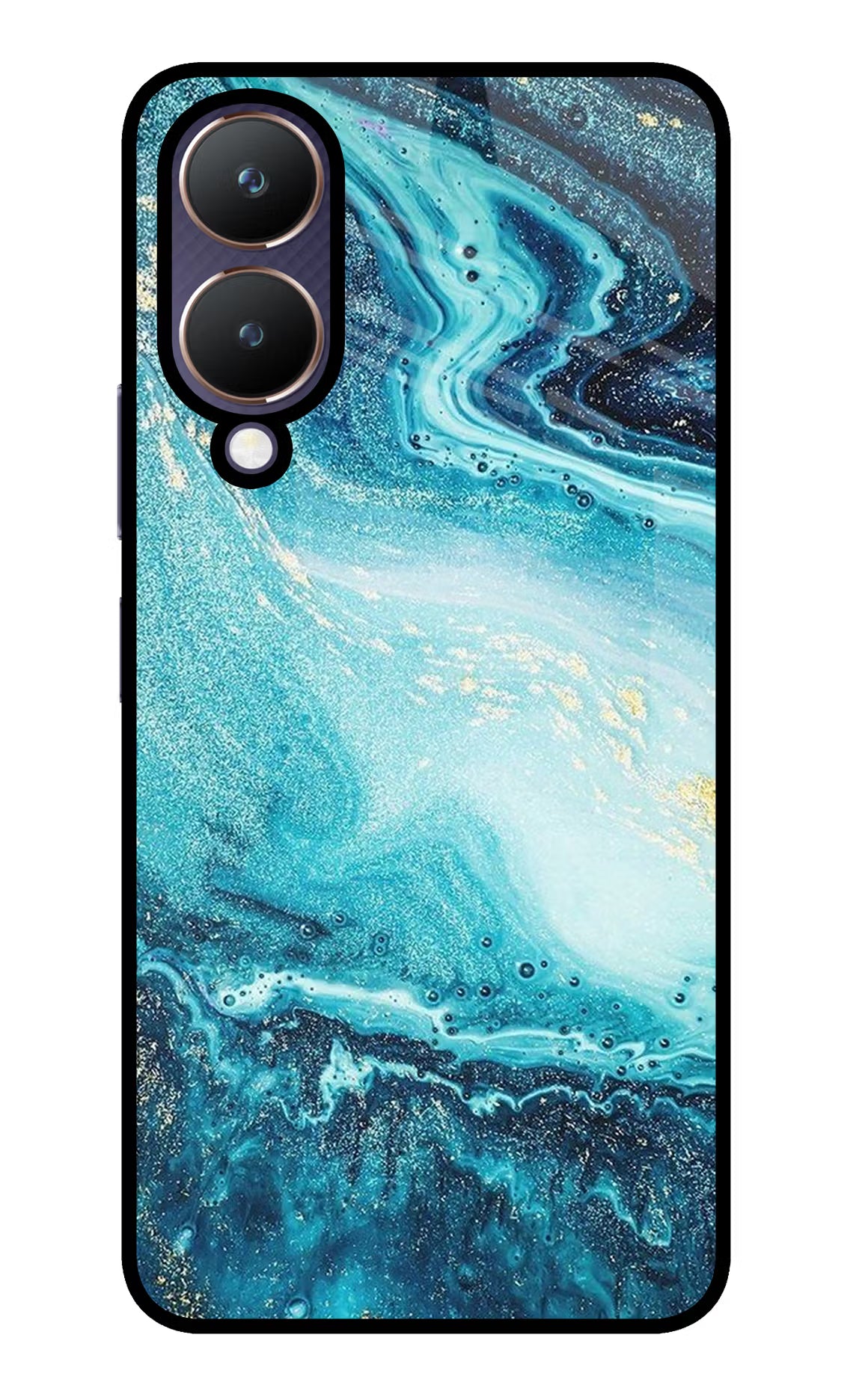 Blue Glitter Marble Vivo Y28 5G Glass Case - Blue Glitter Marble Vivo Y28 5G Glass Case Blue Glitter Marble Vivo Y28 5G Glass Case