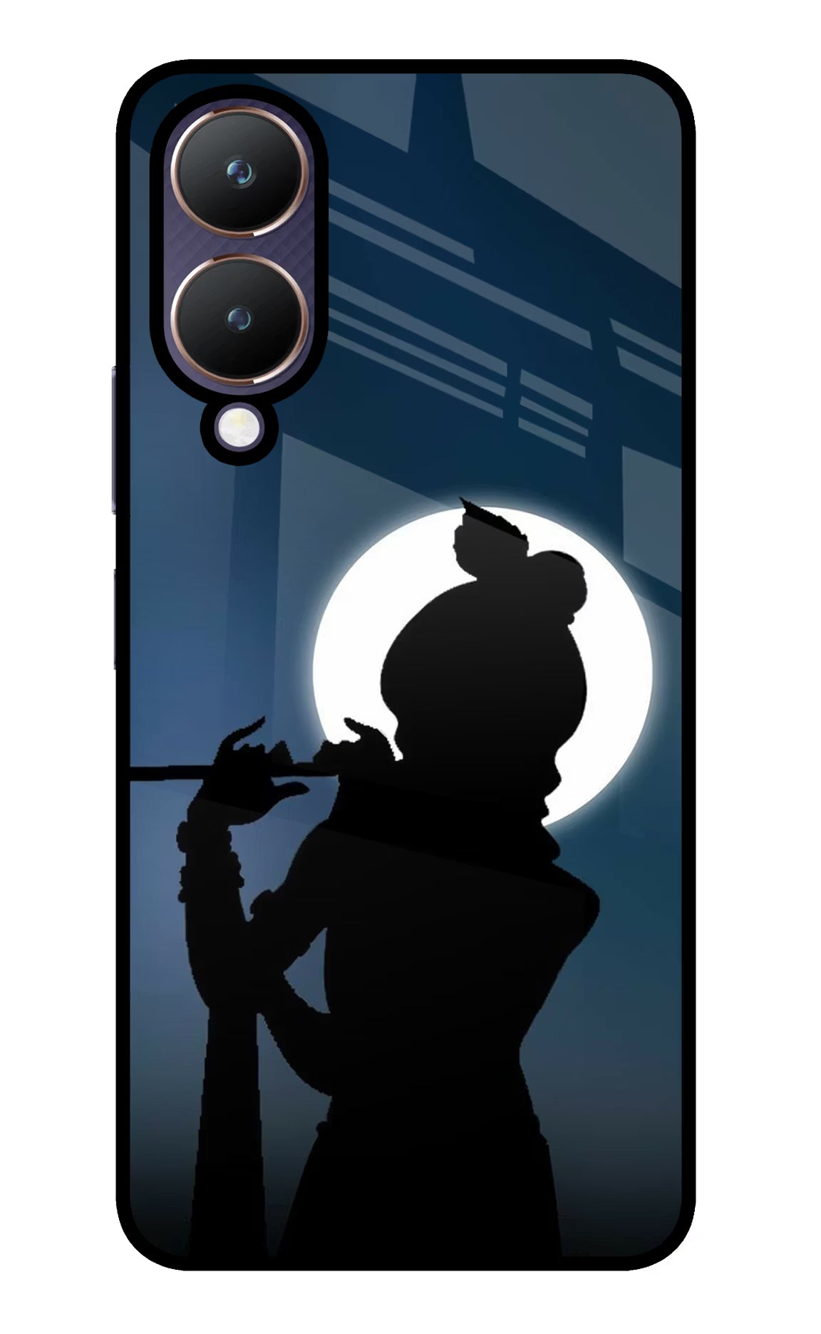 Shri Krishna Silhouette Vivo Y28 5G Glass Case - Shri Krishna Silhouette Vivo Y28 5G Glass Case Shri Krishna Silhouette Vivo Y28 5G Glass Case