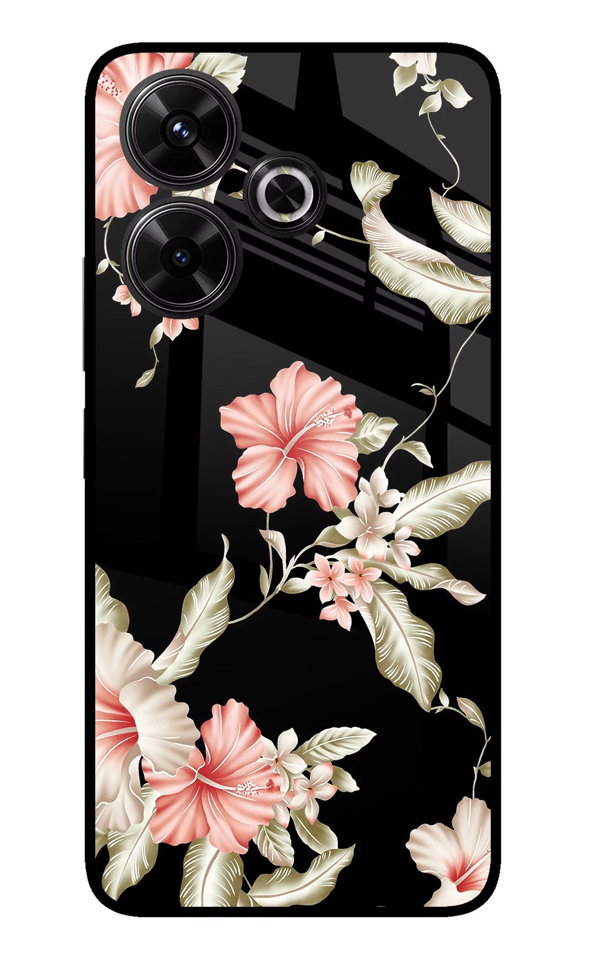 Flowers Redmi 13 5G Glass Case - Flowers Redmi 13 5G Glass Case Flowers Redmi 13 5G Glass Case