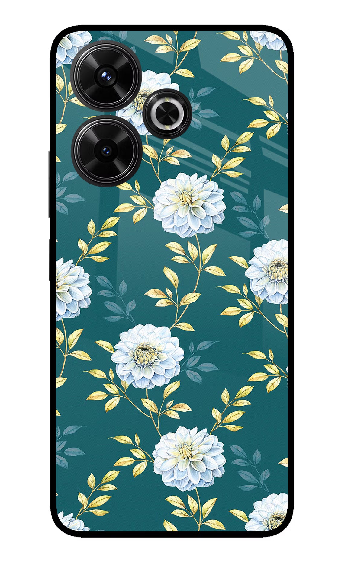 Flowers Redmi 13 5G Glass Case - Flowers Redmi 13 5G Glass Case Flowers Redmi 13 5G Glass Case