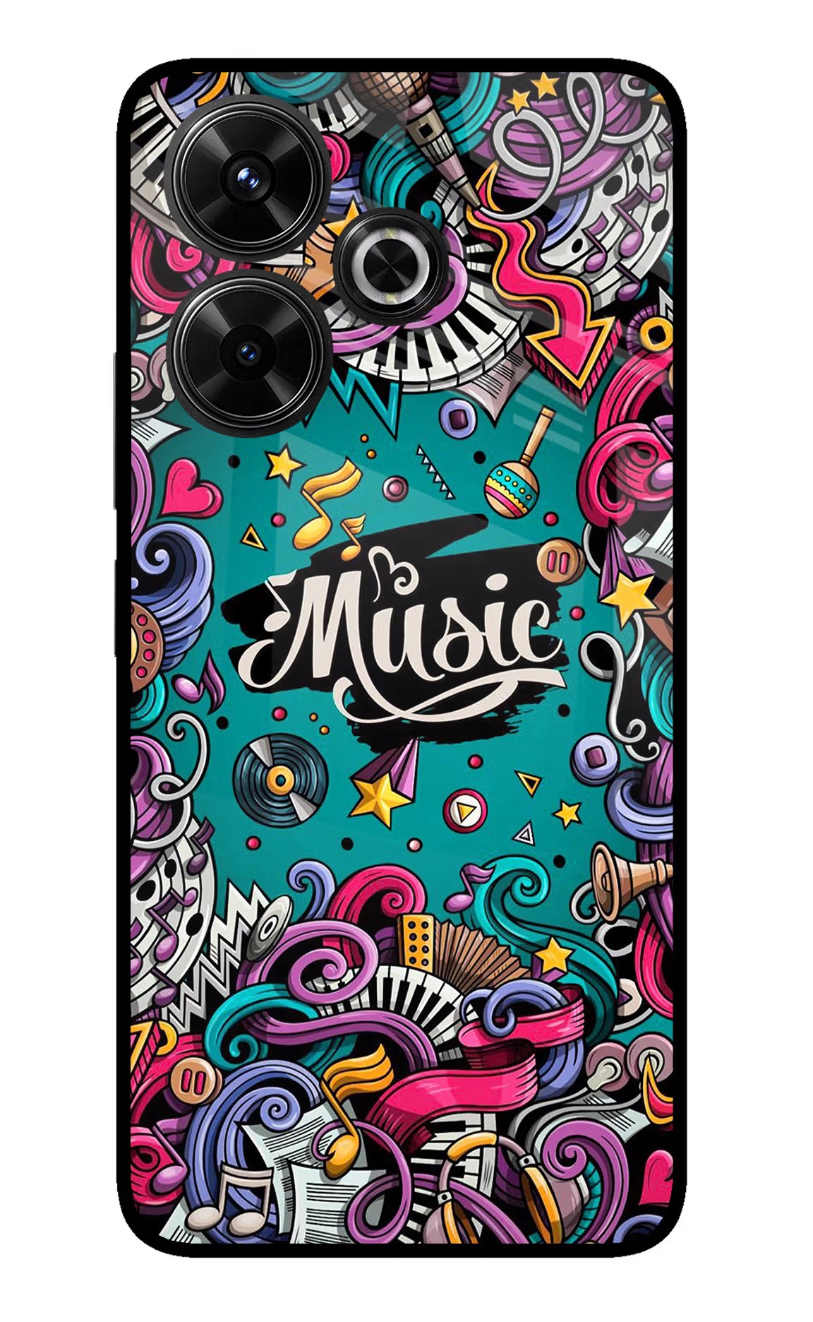 Music Graffiti Redmi 13 5G Glass Case - Music Graffiti Redmi 13 5G Glass Case Music Graffiti Redmi 13 5G Glass Case