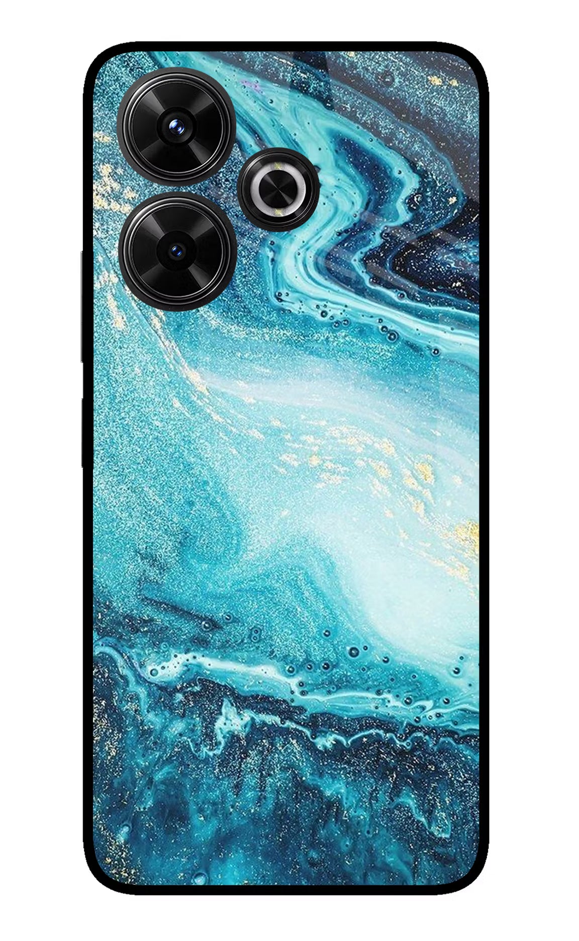 Blue Glitter Marble Redmi 13 5G Glass Case - Blue Glitter Marble Redmi 13 5G Glass Case Blue Glitter Marble Redmi 13 5G Glass Case