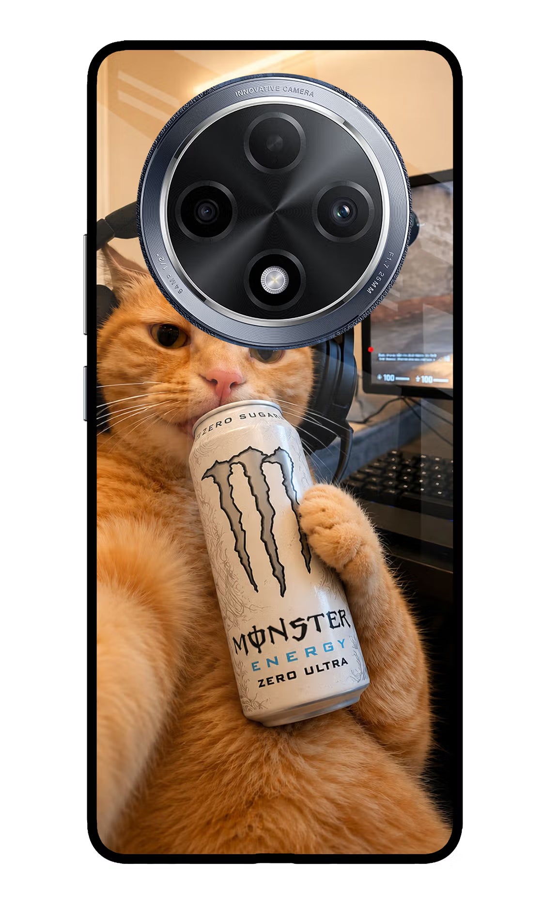 Gamer Cat Energy Oppo F27 Pro Glass Case - Gamer Cat Energy Oppo F27 Pro Glass Case Gamer Cat Energy Oppo F27 Pro Glass Case