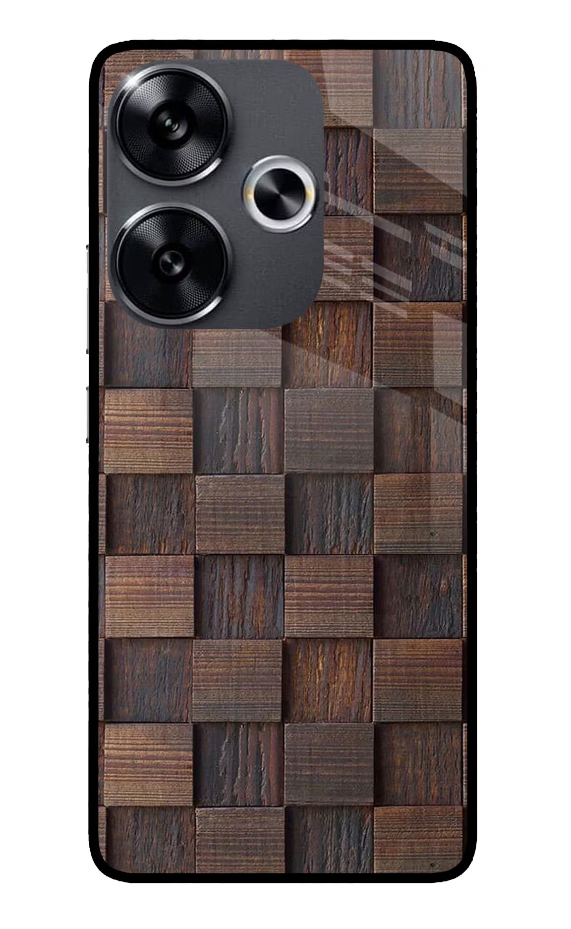 Wooden Cube Design Poco F6 5G Glass Case - Wooden Cube Design Poco F6 5G Glass Case Wooden Cube Design Poco F6 5G Glass Case