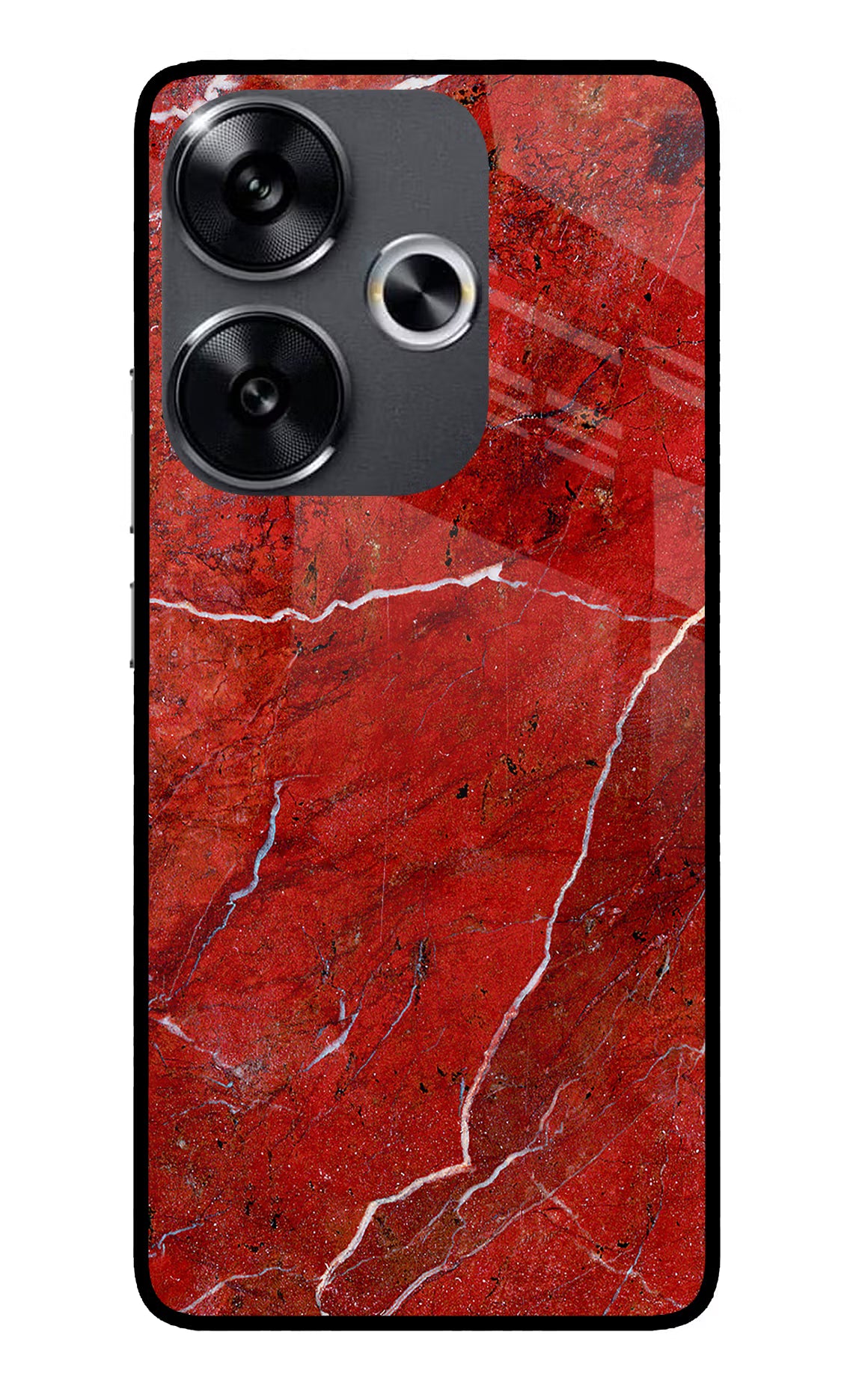 Red Marble Design Poco F6 5G Glass Case - Red Marble Design Poco F6 5G Glass Case Red Marble Design Poco F6 5G Glass Case