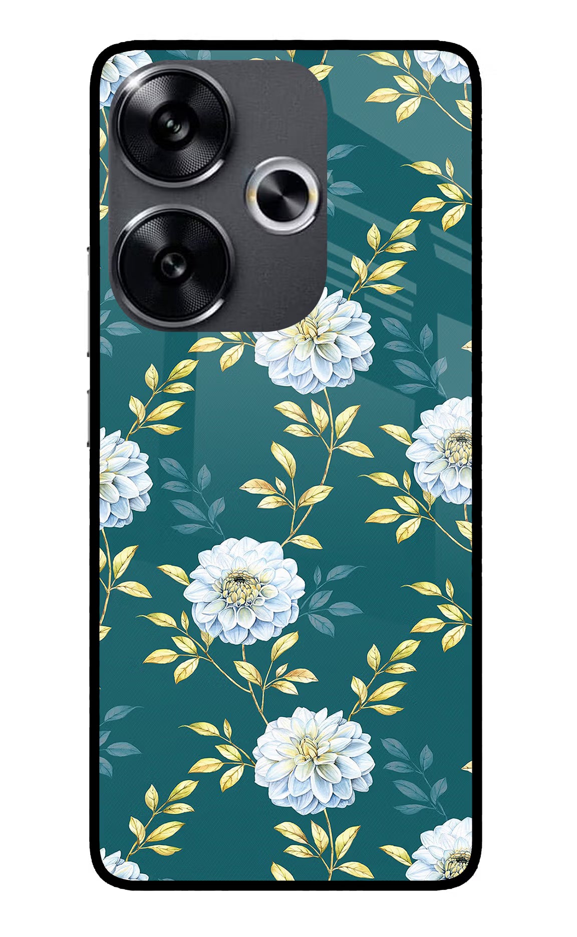 Flowers Poco F6 5G Glass Case - Flowers Poco F6 5G Glass Case Flowers Poco F6 5G Glass Case