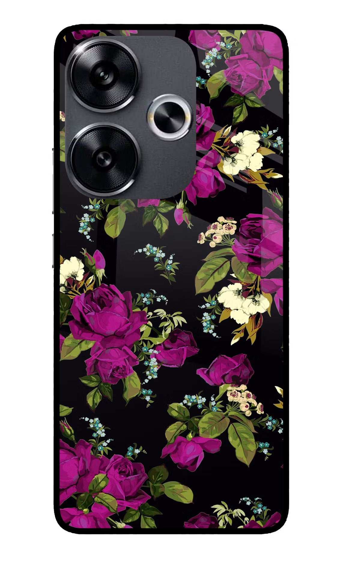 Flowers Poco F6 5G Glass Case - Flowers Poco F6 5G Glass Case Flowers Poco F6 5G Glass Case