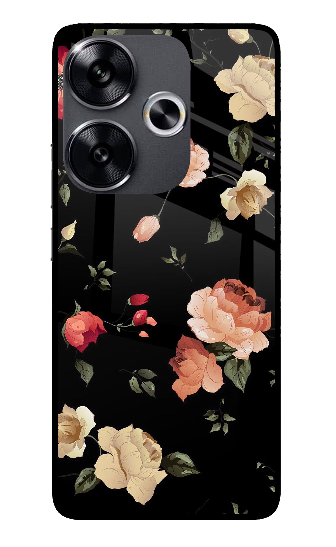 Flowers Poco F6 5G Glass Case - Flowers Poco F6 5G Glass Case Flowers Poco F6 5G Glass Case