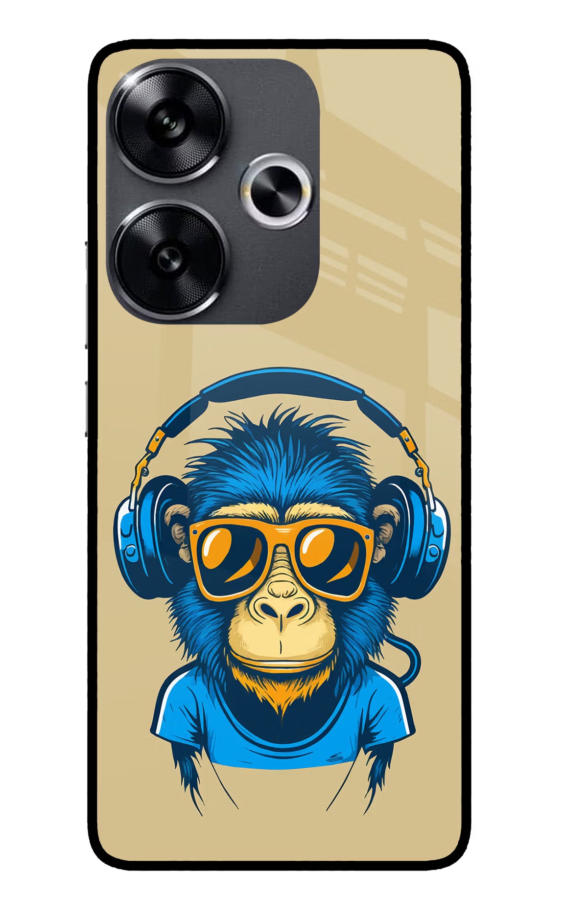 Monkey Headphone Poco F6 5G Glass Case - Monkey Headphone Poco F6 5G Glass Case Monkey Headphone Poco F6 5G Glass Case