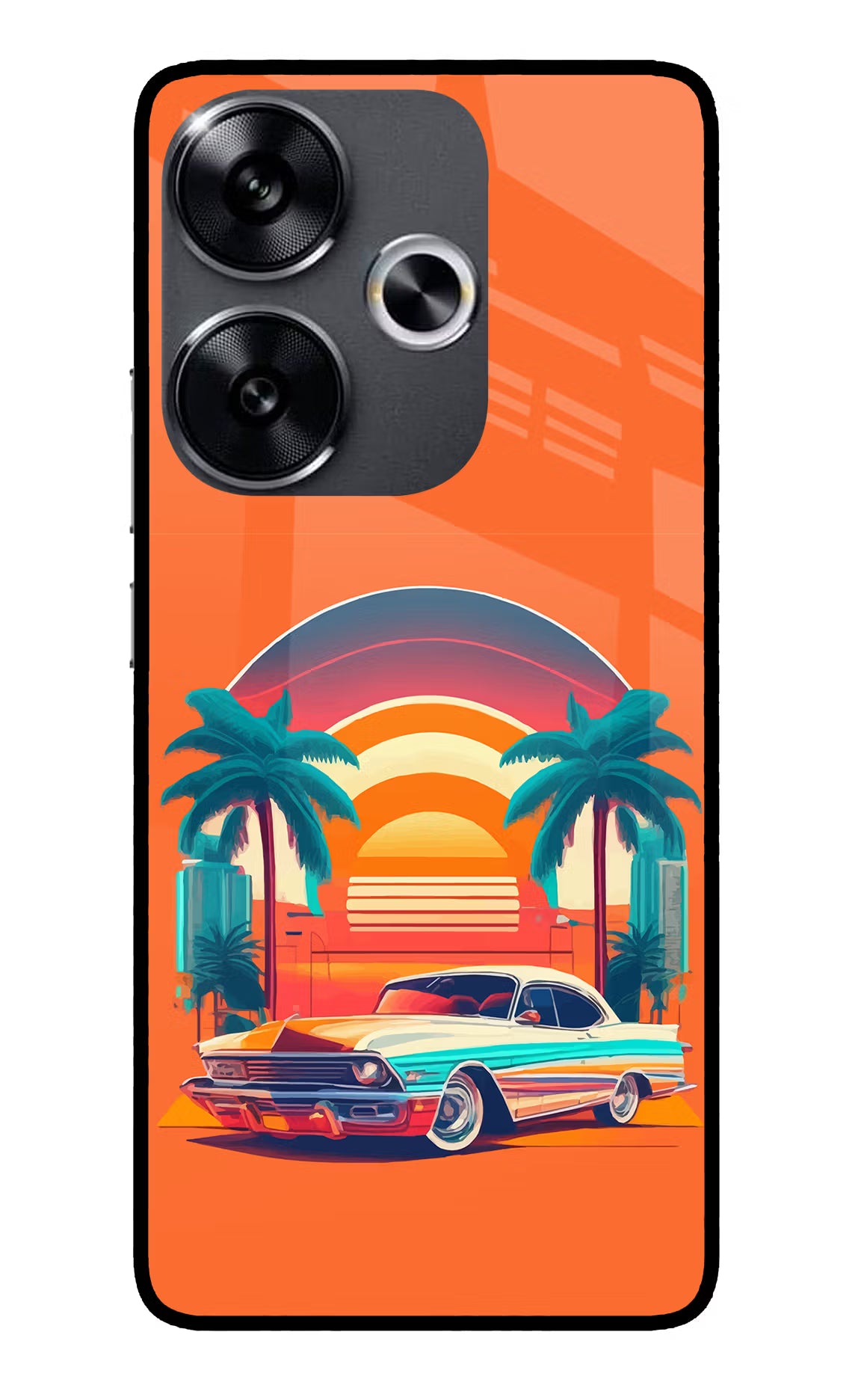 Palm Drive 80s Poco F6 5G Glass Case - Palm Drive 80s Poco F6 5G Glass Case Palm Drive 80s Poco F6 5G Glass Case