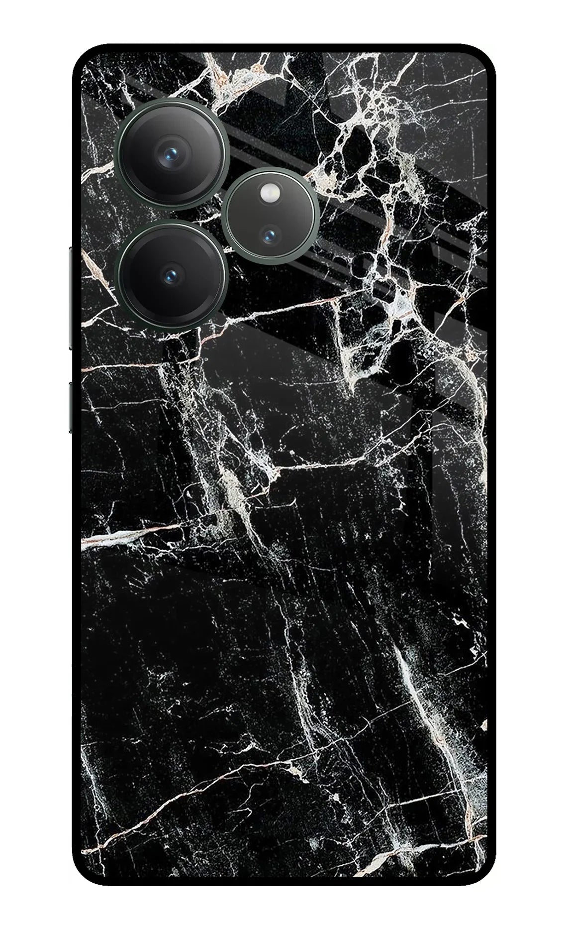 Black Marble Texture Realme GT 6 Glass Case - Black Marble Texture Realme GT 6 Glass Case Black Marble Texture Realme GT 6 Glass Case