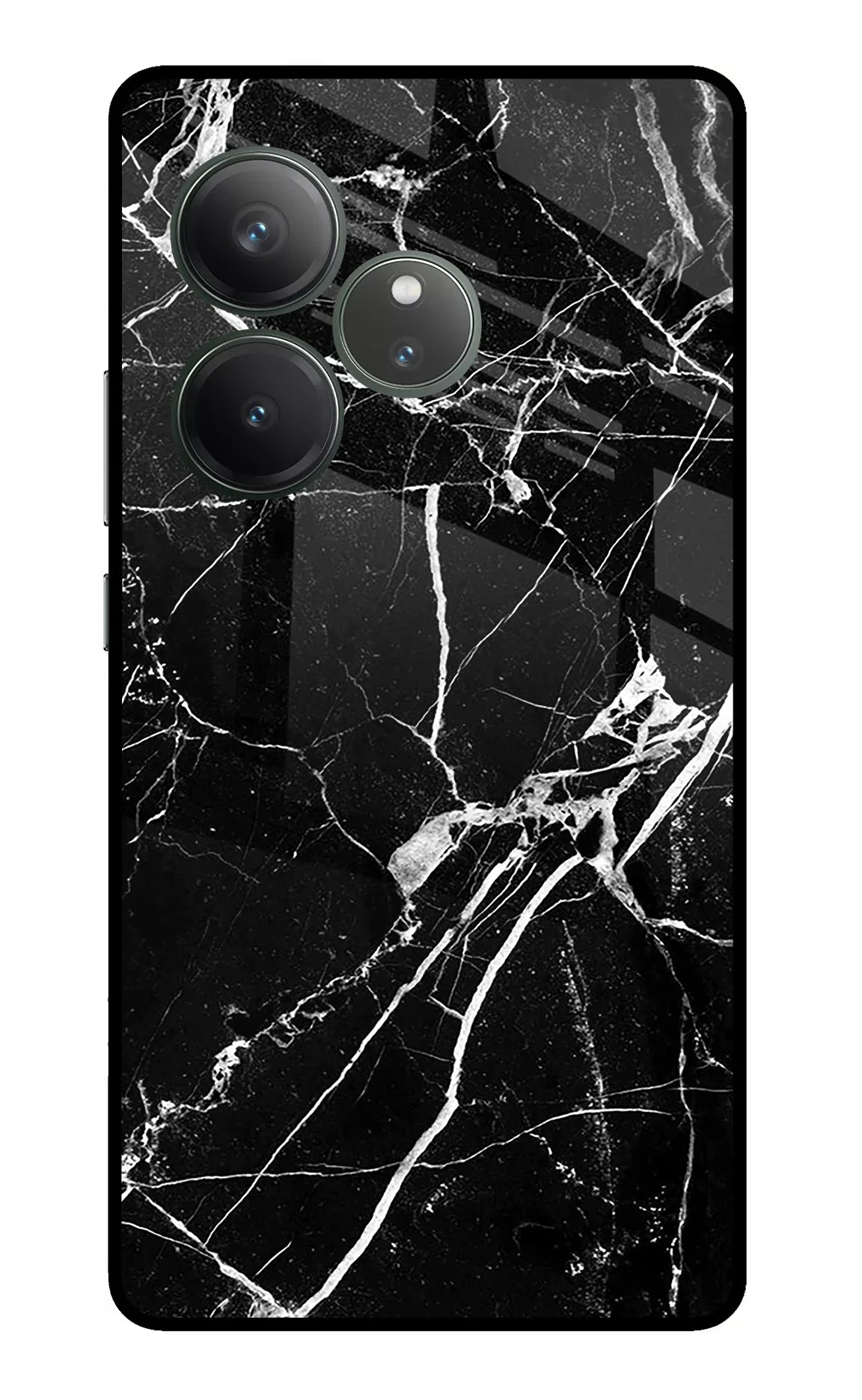 Black Marble Pattern Realme GT 6 Glass Case - Black Marble Pattern Realme GT 6 Glass Case Black Marble Pattern Realme GT 6 Glass Case