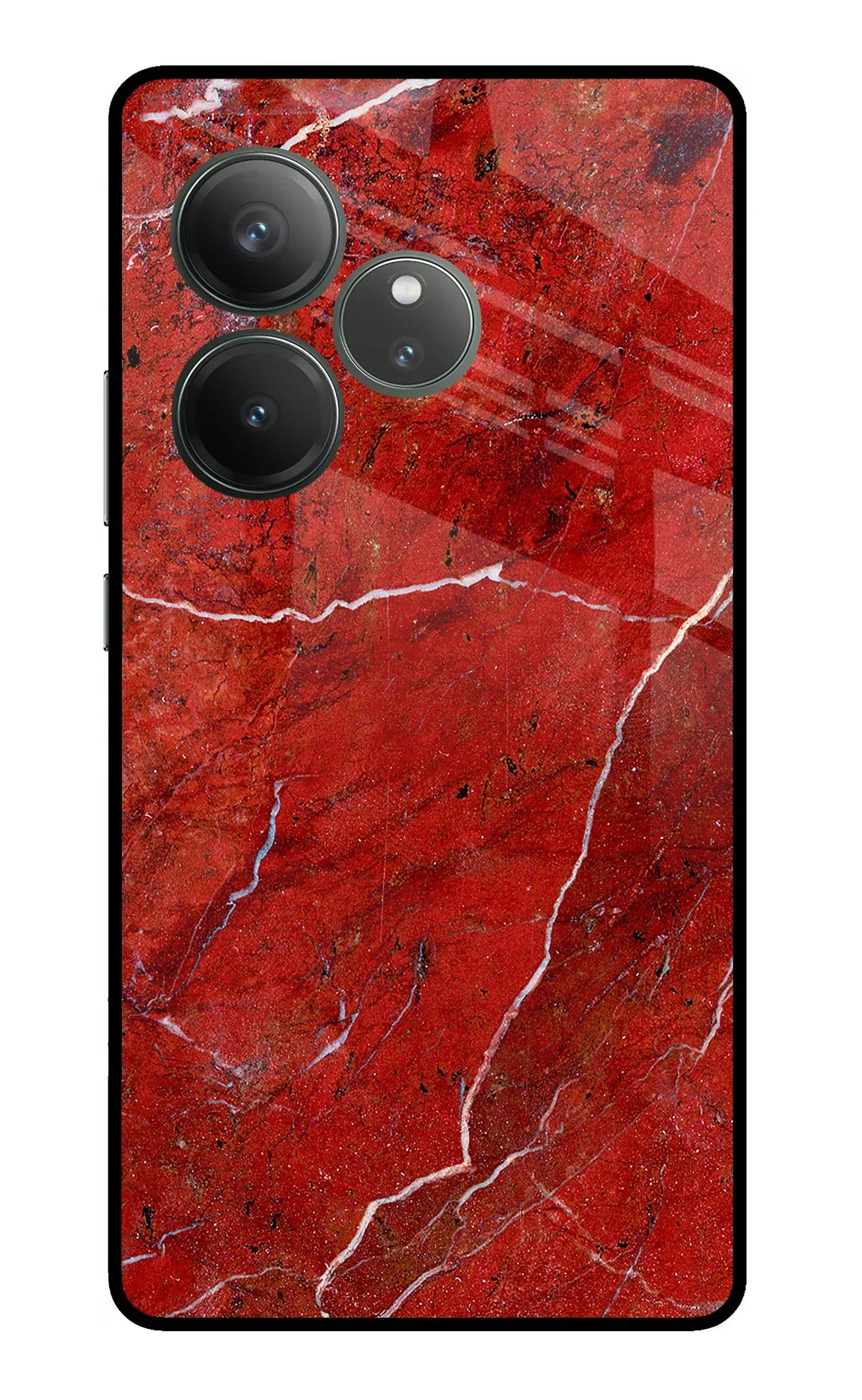 Red Marble Design Realme GT 6 Glass Case - Red Marble Design Realme GT 6 Glass Case Red Marble Design Realme GT 6 Glass Case