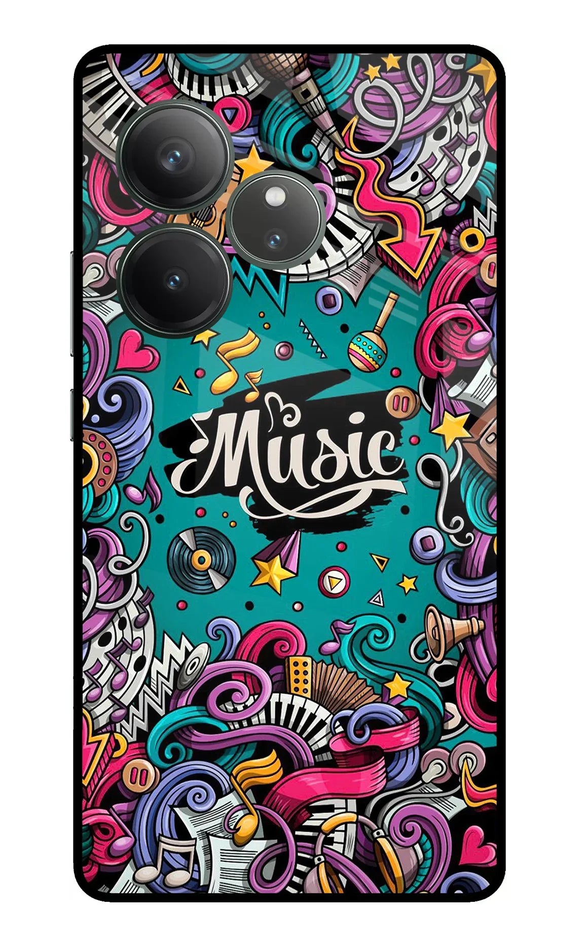 Music Graffiti Realme GT 6 Glass Case - Music Graffiti Realme GT 6 Glass Case Music Graffiti Realme GT 6 Glass Case