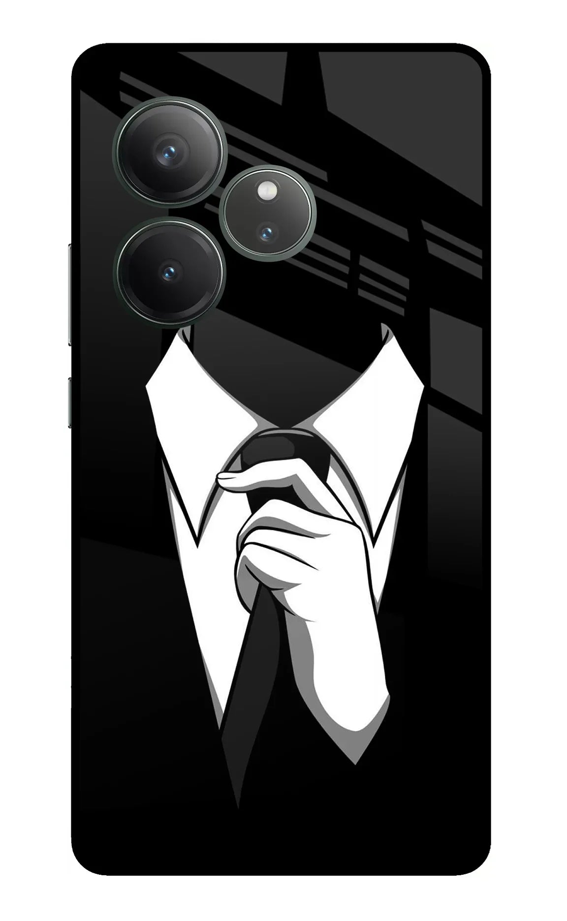 Black Tie Realme GT 6 Glass Case - Black Tie Realme GT 6 Glass Case Black Tie Realme GT 6 Glass Case