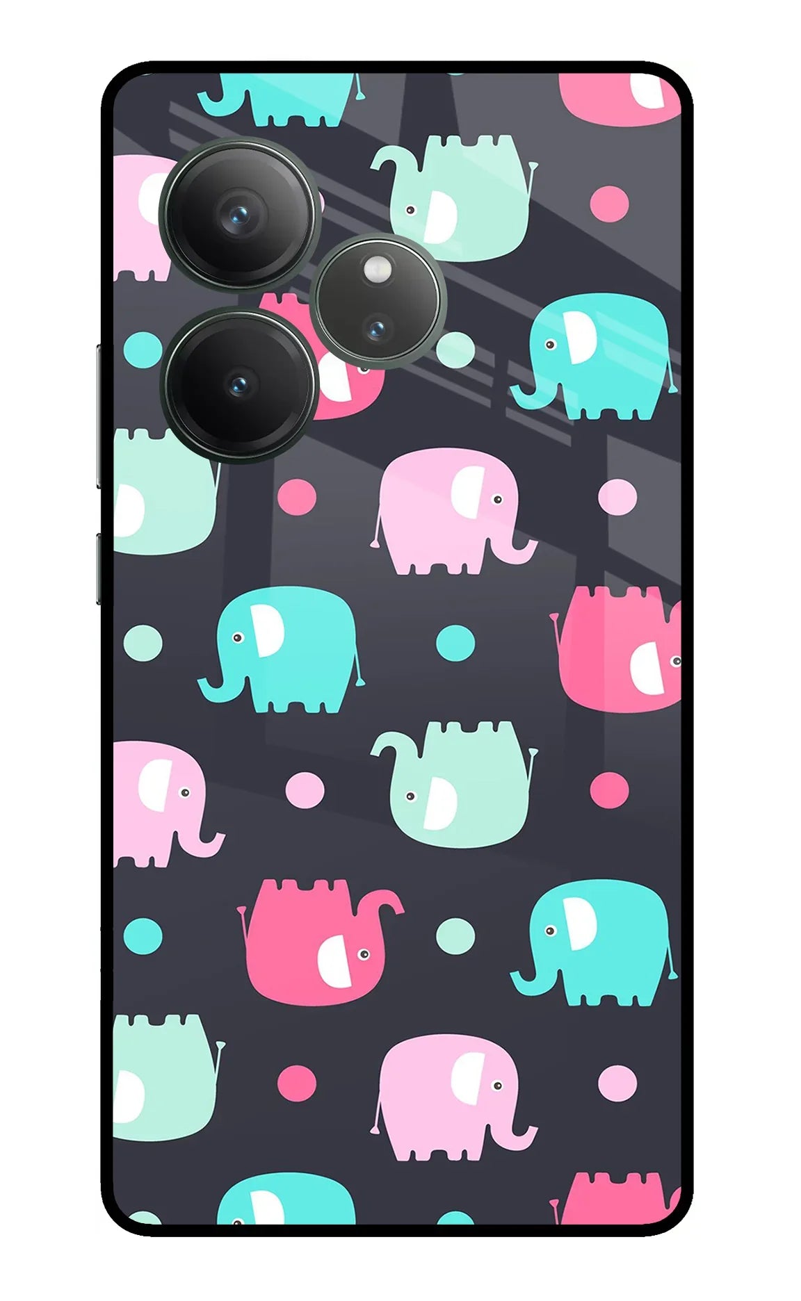 Elephants Realme GT 6 Glass Case - Elephants Realme GT 6 Glass Case Elephants Realme GT 6 Glass Case