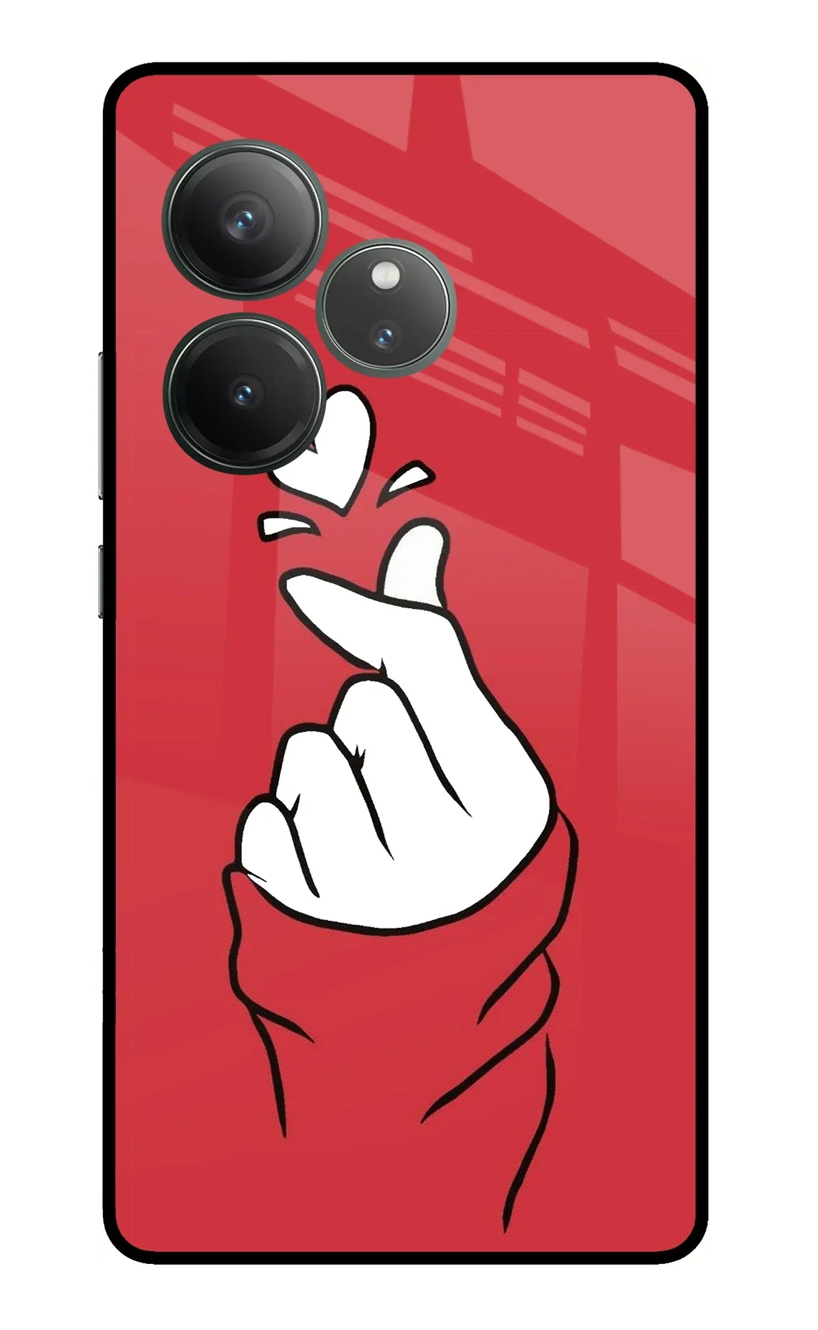 Korean Love Sign Realme GT 6 Glass Case - Korean Love Sign Realme GT 6 Glass Case Korean Love Sign Realme GT 6 Glass Case