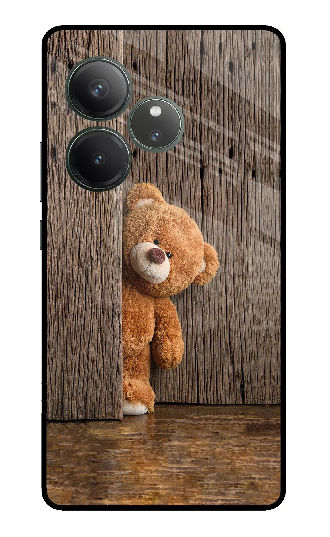Teddy Wooden Realme GT 6 Glass Case - Teddy Wooden Realme GT 6 Glass Case Teddy Wooden Realme GT 6 Glass Case
