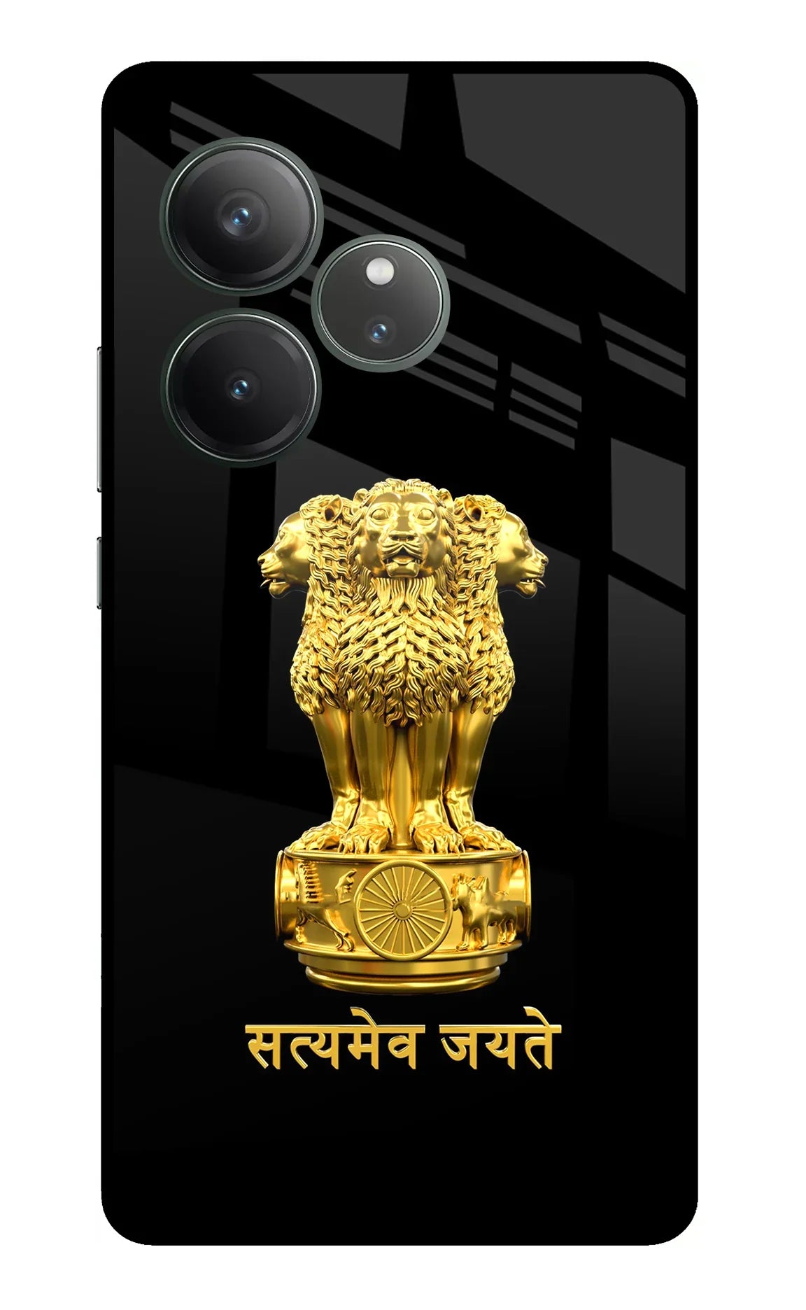 Satyamev Jayate Golden Realme GT 6 Glass Case - Satyamev Jayate Golden Realme GT 6 Glass Case Satyamev Jayate Golden Realme GT 6 Glass Case