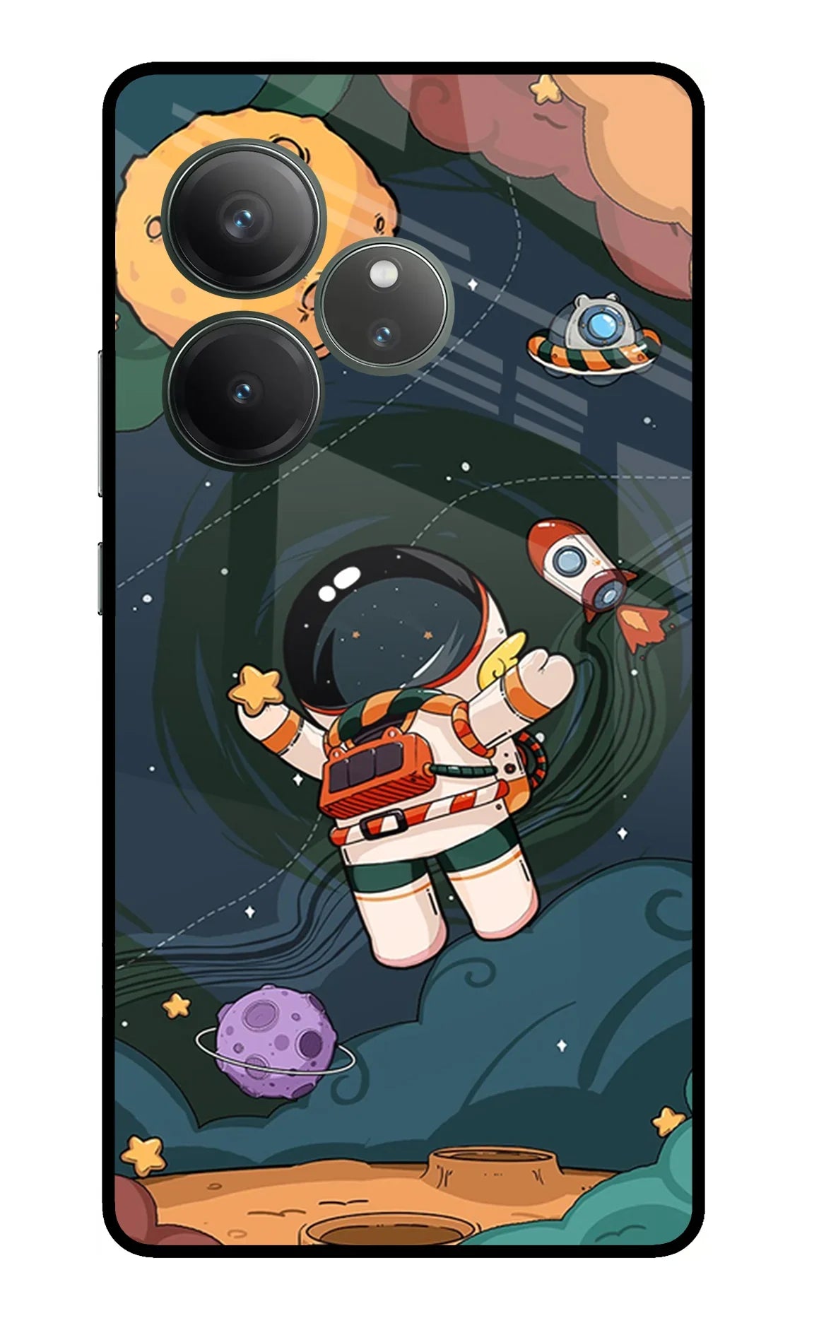 Cartoon Astronaut Realme GT 6 Glass Case - Cartoon Astronaut Realme GT 6 Glass Case Cartoon Astronaut Realme GT 6 Glass Case