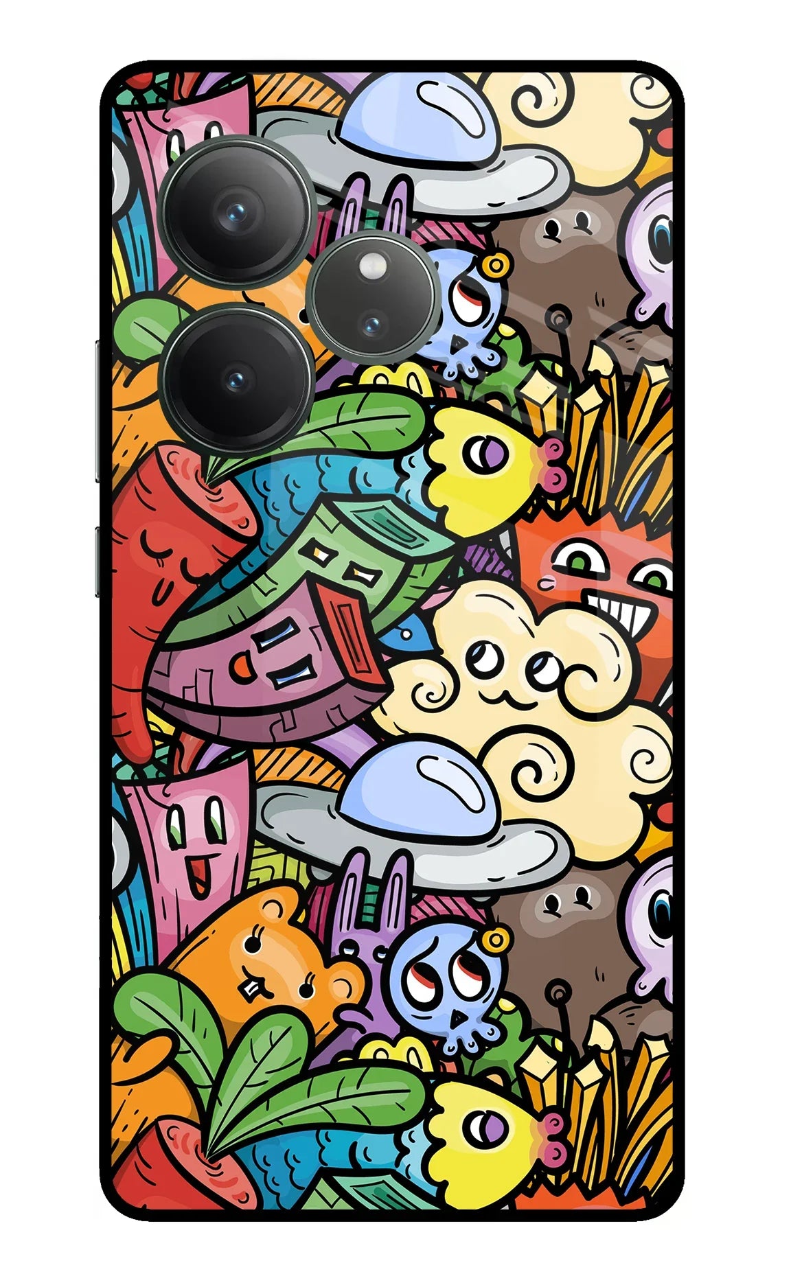 Veggie Doodle Realme GT 6 Glass Case - Veggie Doodle Realme GT 6 Glass Case Veggie Doodle Realme GT 6 Glass Case