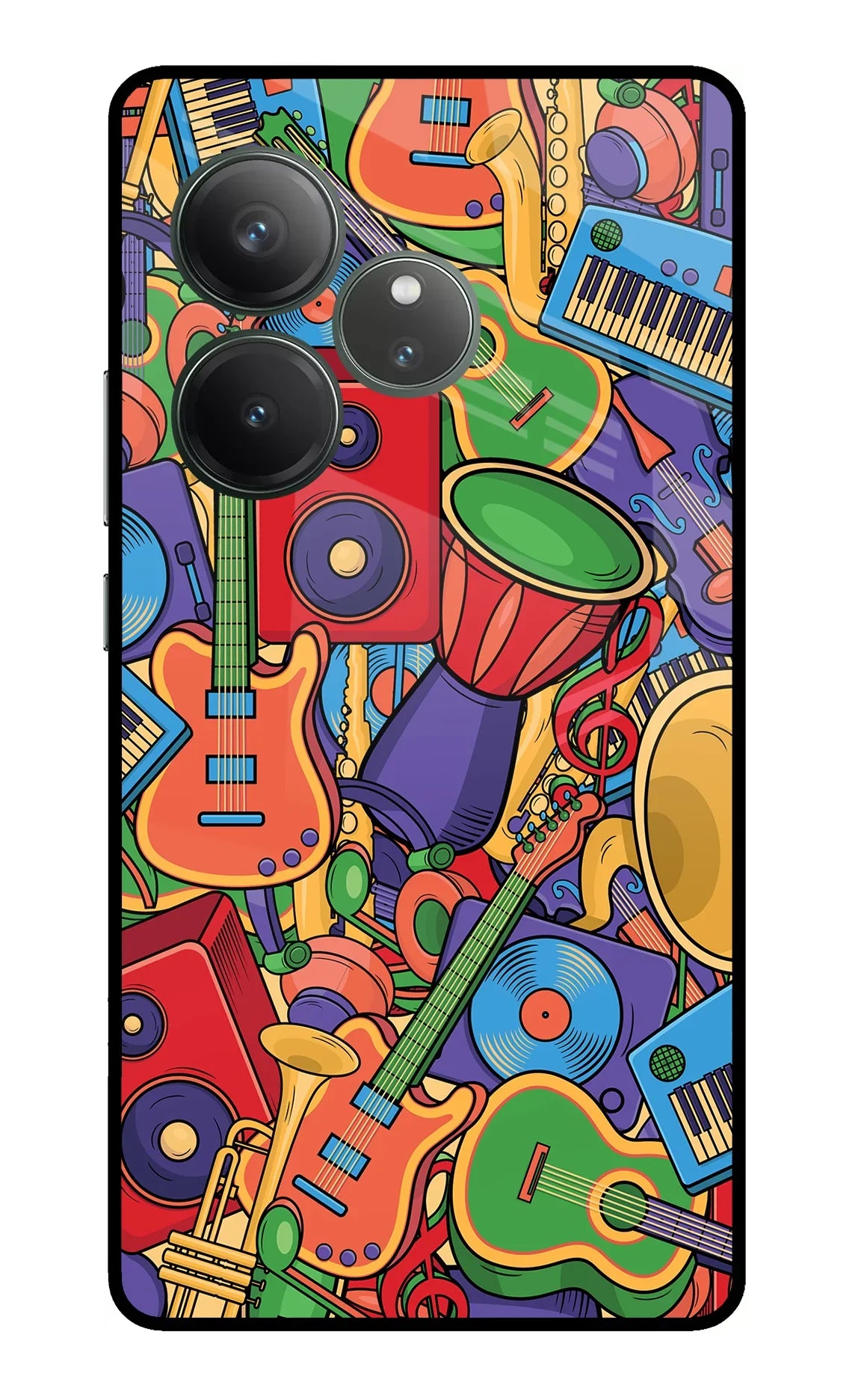 Music Instrument Doodle Realme GT 6 Glass Case - Music Instrument Doodle Realme GT 6 Glass Case Music Instrument Doodle Realme GT 6 Glass Case
