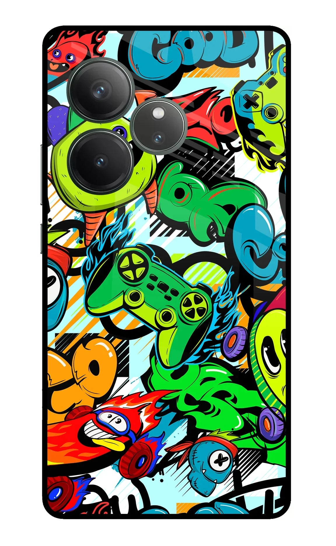 Game Doodle Realme GT 6 Glass Case - Game Doodle Realme GT 6 Glass Case Game Doodle Realme GT 6 Glass Case