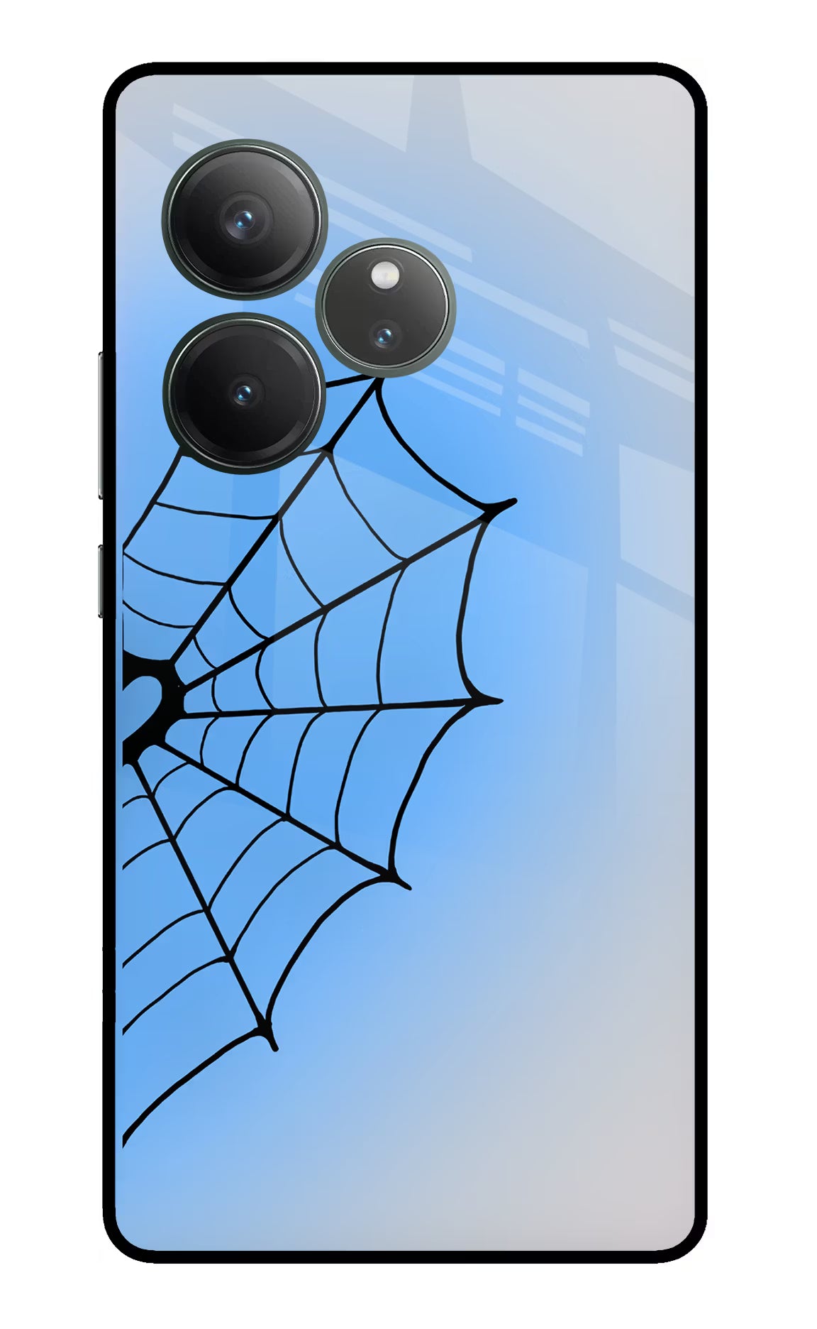 Blue Web Realme GT 6 Glass Case - Blue Web Realme GT 6 Glass Case Blue Web Realme GT 6 Glass Case