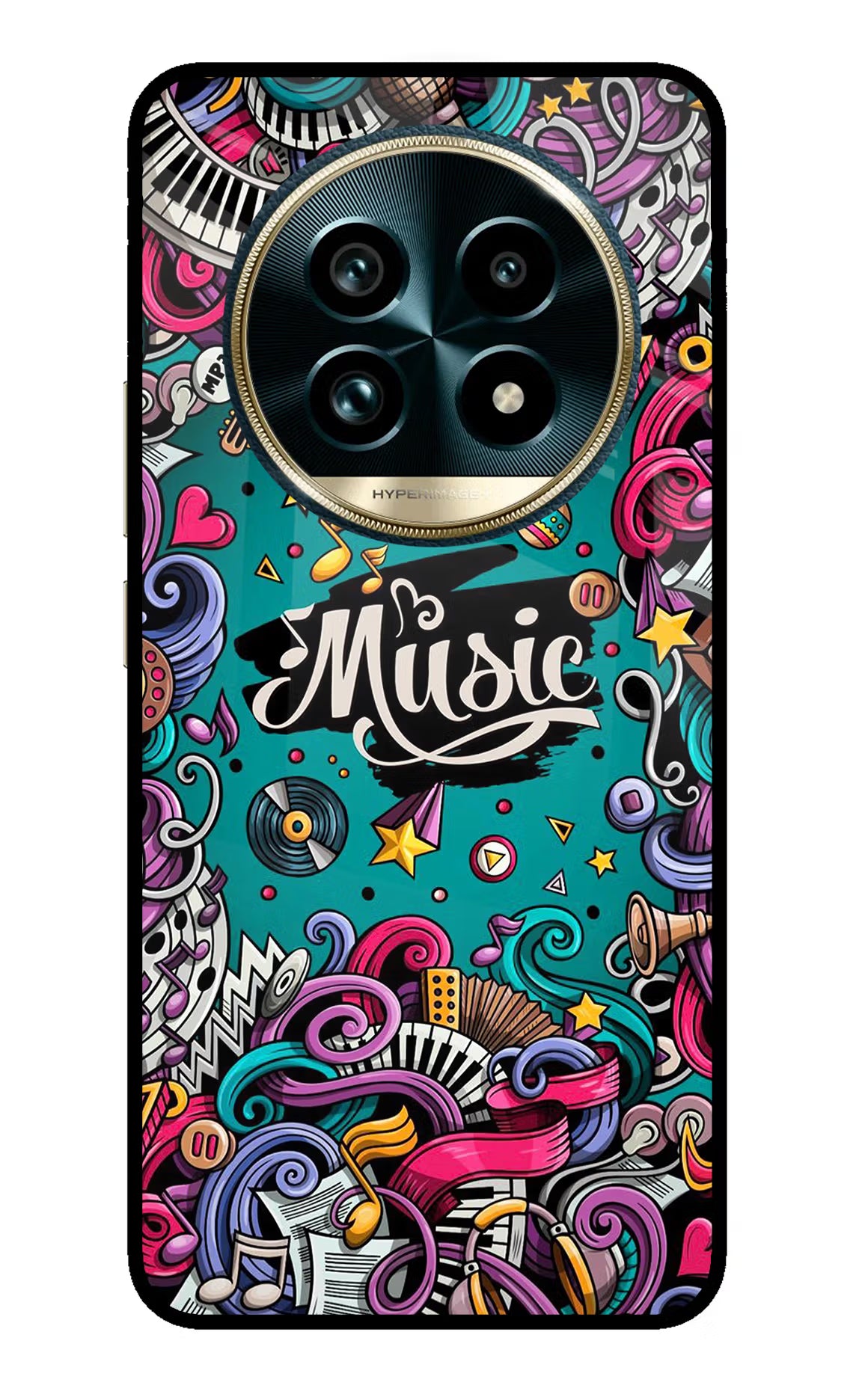 Music Graffiti Realme 13 Pro+ 5G Glass Case - Music Graffiti Realme 13 Pro+ 5G Glass Case Music Graffiti Realme 13 Pro+ 5G Glass Case