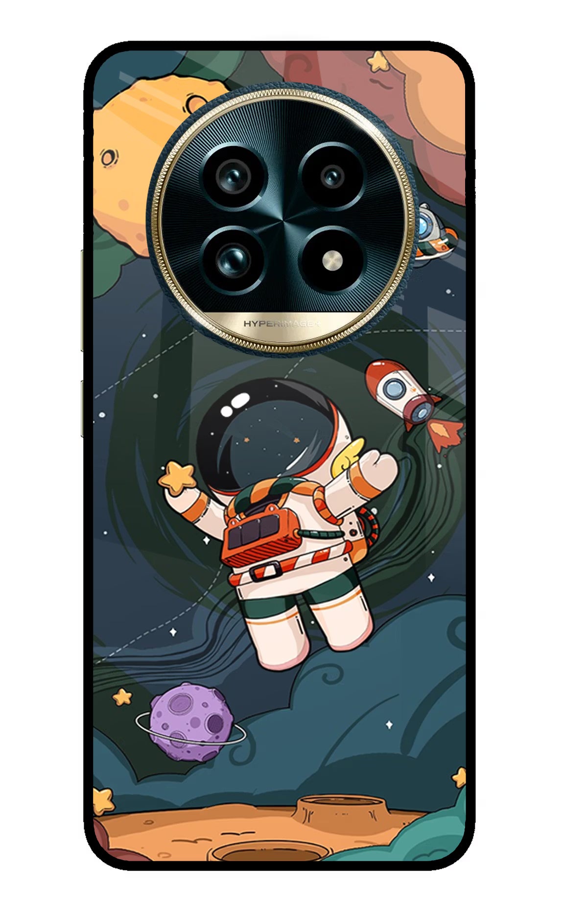 Cartoon Astronaut Realme 13 Pro+ 5G Glass Case - Cartoon Astronaut Realme 13 Pro+ 5G Glass Case Cartoon Astronaut Realme 13 Pro+ 5G Glass Case