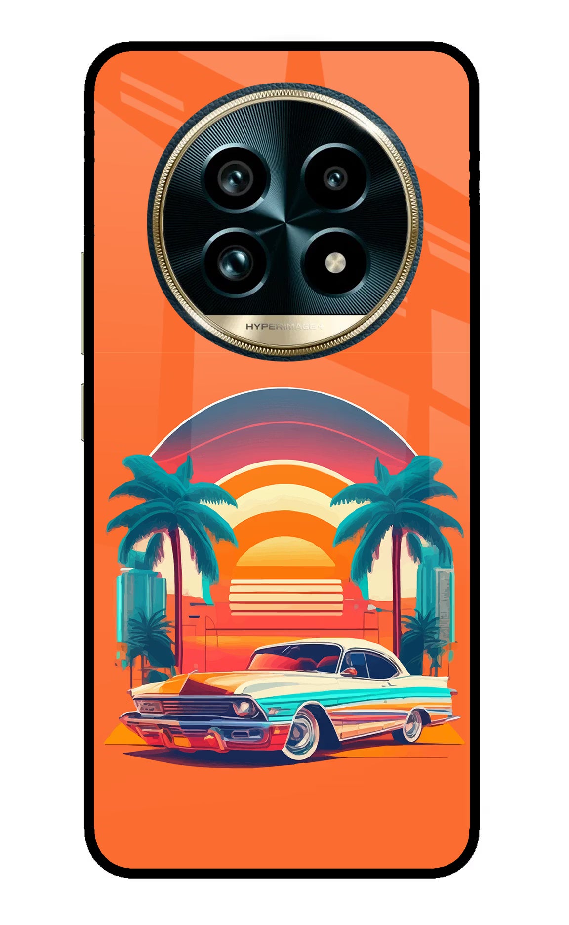Palm Drive 80s Realme 13 Pro+ 5G Glass Case - Palm Drive 80s Realme 13 Pro+ 5G Glass Case Palm Drive 80s Realme 13 Pro+ 5G Glass Case