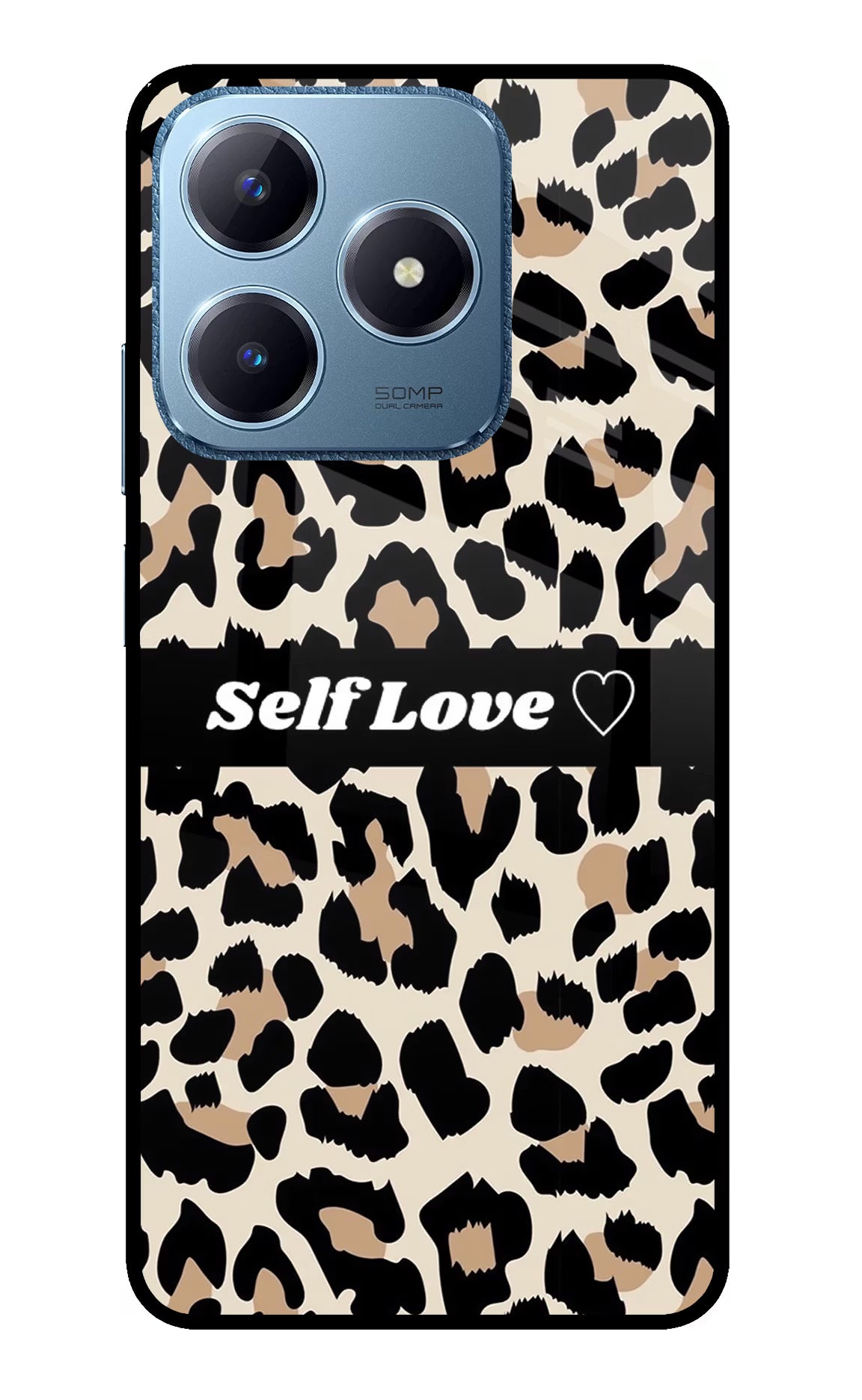 Leopard Print Self Love Realme C63 Glass Case - Leopard Print Self Love Realme C63 Glass Case Leopard Print Self Love Realme C63 Glass Case