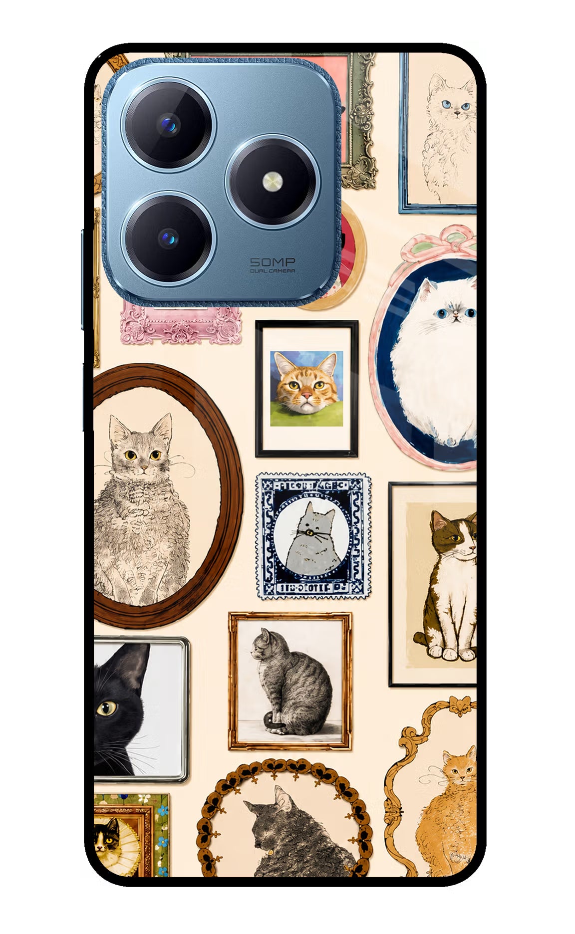 Mirror Cats Realme C63 Glass Case - Mirror Cats Realme C63 Glass Case Mirror Cats Realme C63 Glass Case