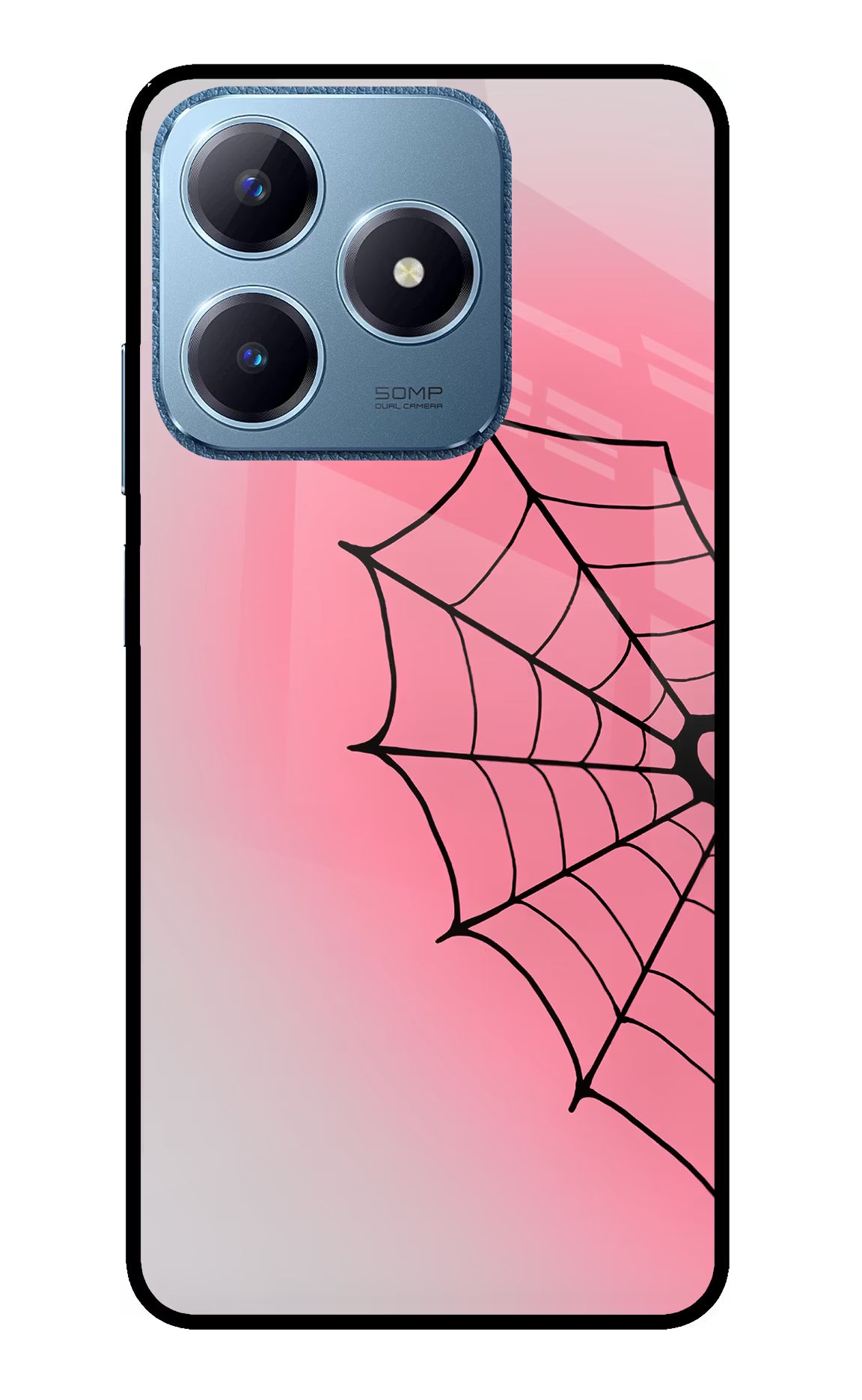 Pink Web Realme C63 Glass Case - Pink Web Realme C63 Glass Case Pink Web Realme C63 Glass Case