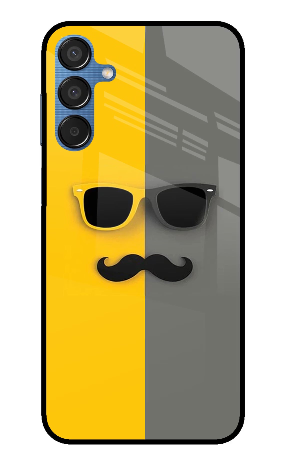 Sunglasses with Mustache Samsung M15 5G Glass Case - Sunglasses with Mustache Samsung M15 5G Glass Case Sunglasses with Mustache Samsung M15 5G Glass Case