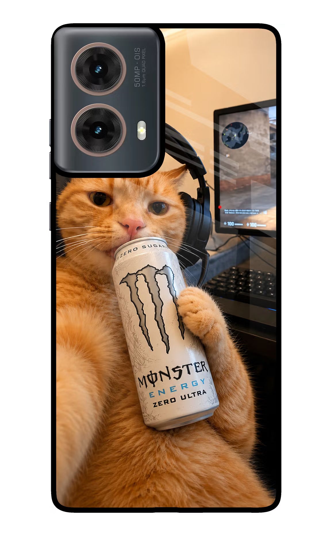 Gamer Cat Energy Motorola G85 Glass Case - Gamer Cat Energy Motorola G85 Glass Case Gamer Cat Energy Motorola G85 Glass Case