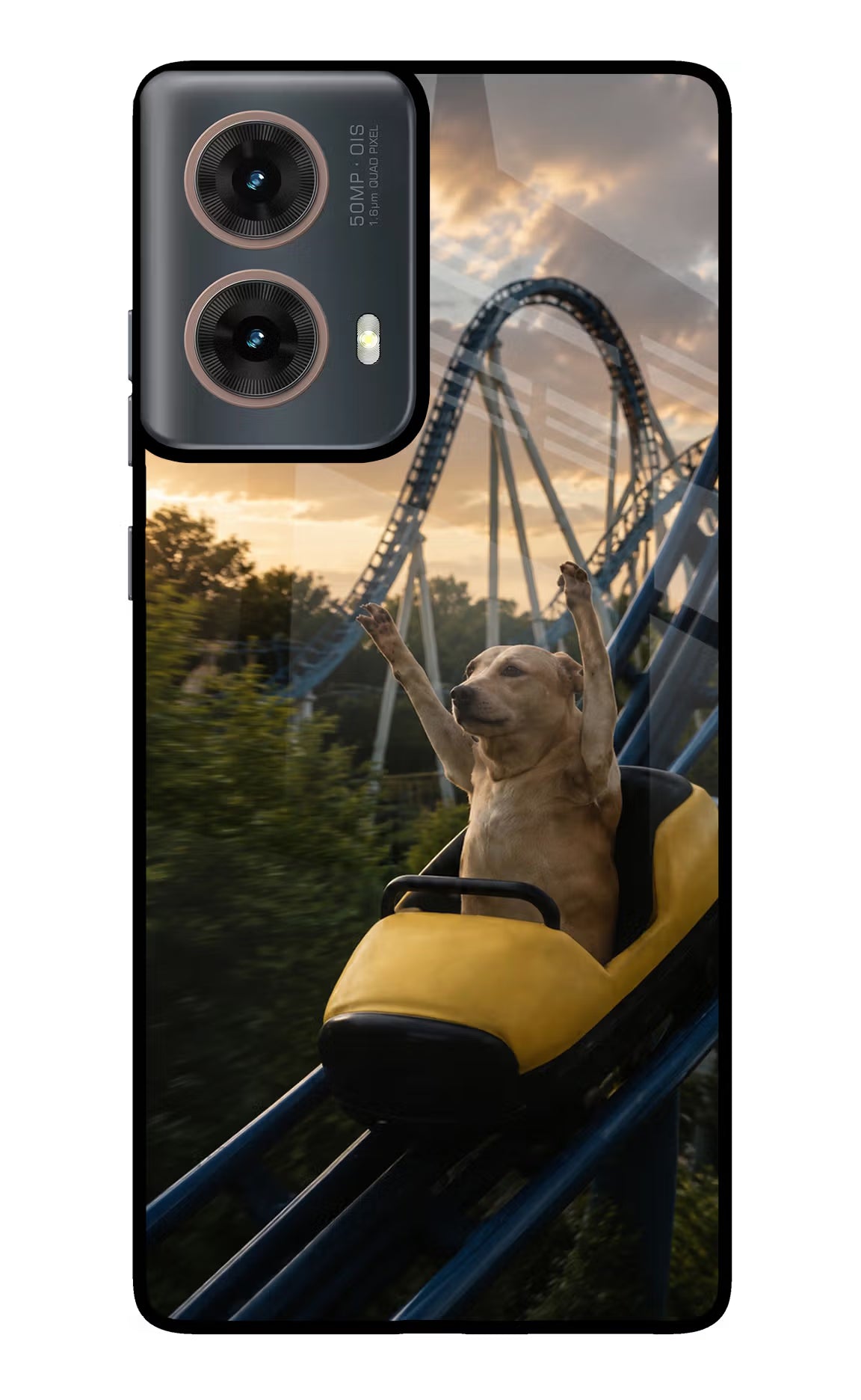 Rollercoaster Dog Motorola G85 Glass Case - Rollercoaster Dog Motorola G85 Glass Case Rollercoaster Dog Motorola G85 Glass Case