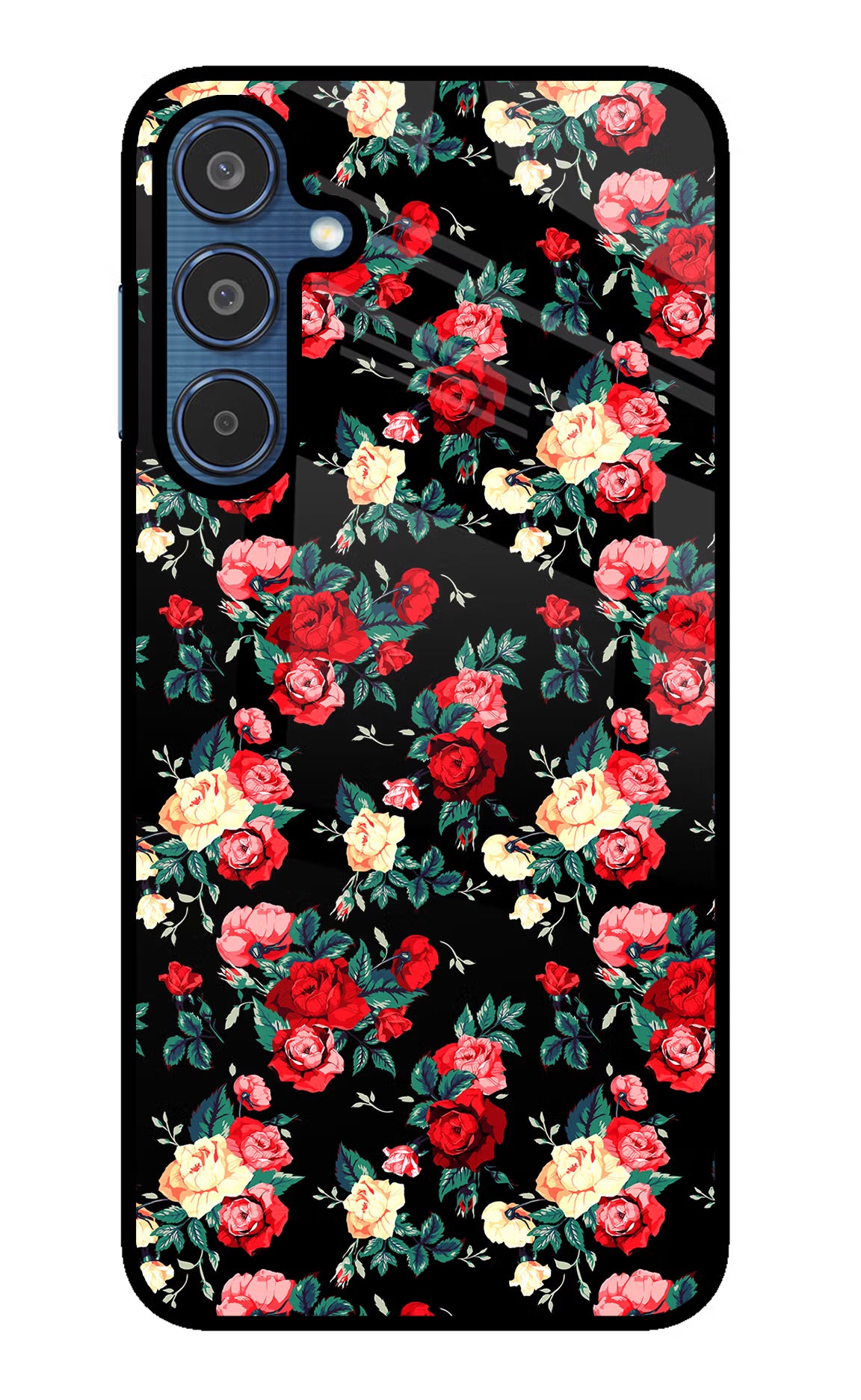 Rose Pattern Samsung M35 5G Glass Case - Rose Pattern Samsung M35 5G Glass Case Rose Pattern Samsung M35 5G Glass Case