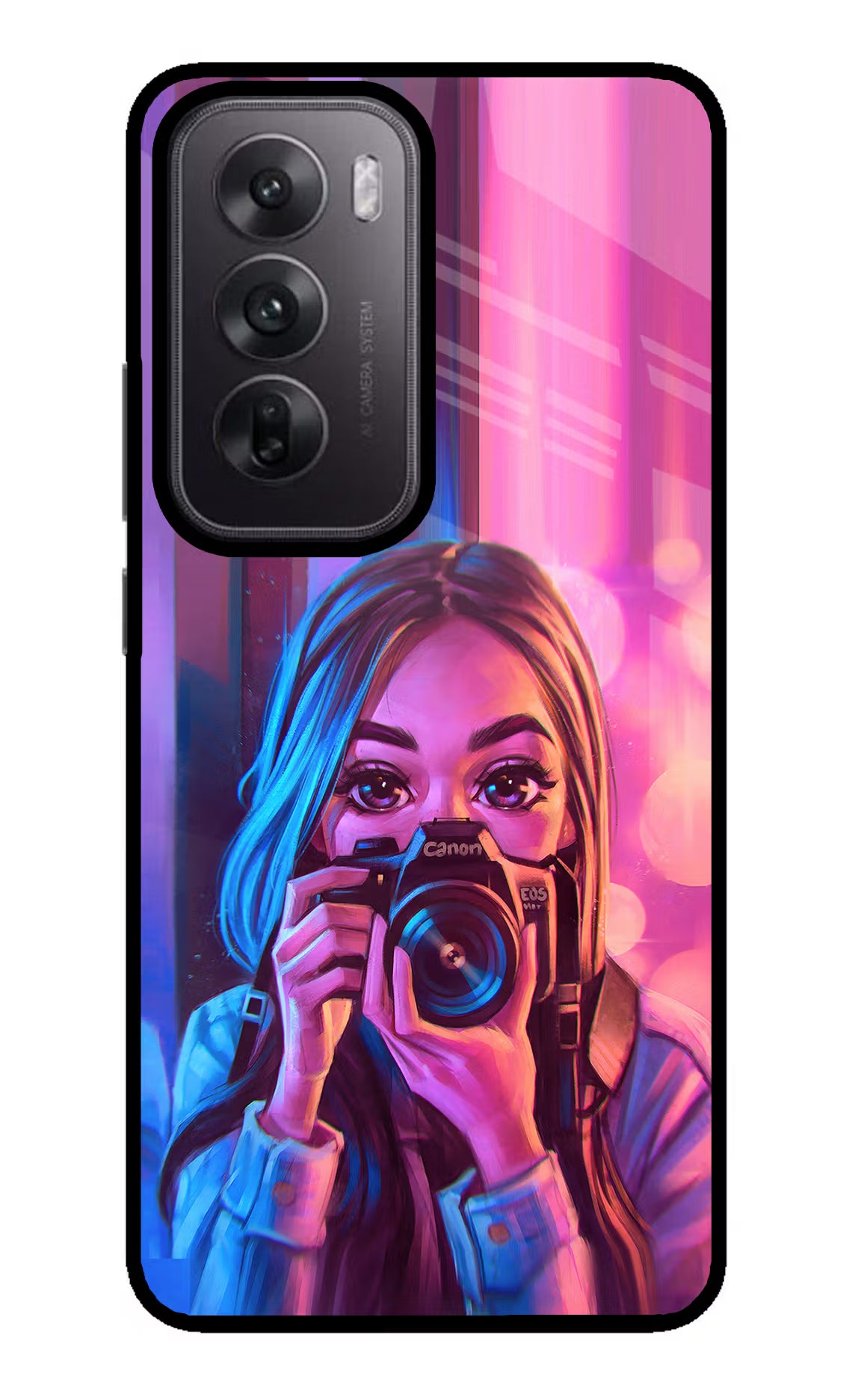 Girl Photographer Oppo Reno12 5G Glass Case - Girl Photographer Oppo Reno12 5G Glass Case Girl Photographer Oppo Reno12 5G Glass Case